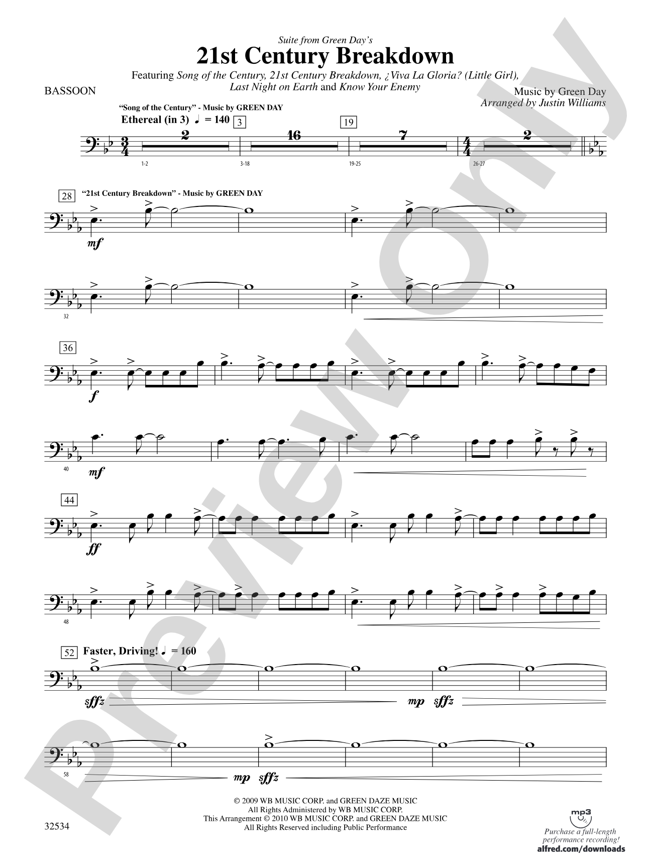 21st Century Breakdown, Suite from Green Day's: Bassoon
