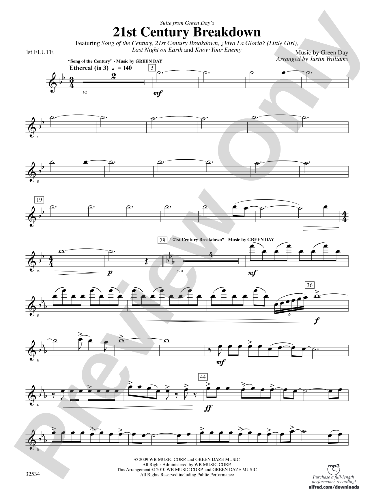 21st Century Breakdown, Suite from Green Day's: Flute