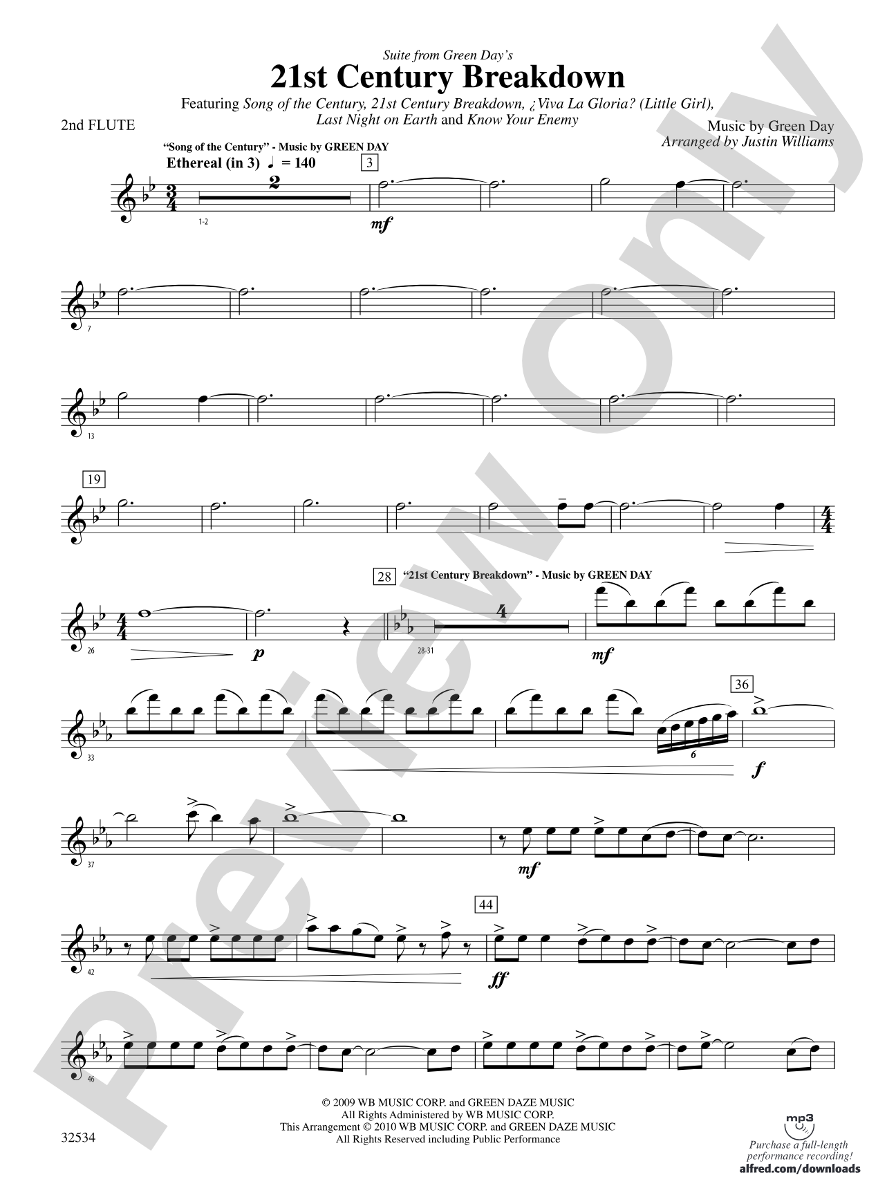 21st Century Breakdown, Suite from Green Day's: 2nd Flute