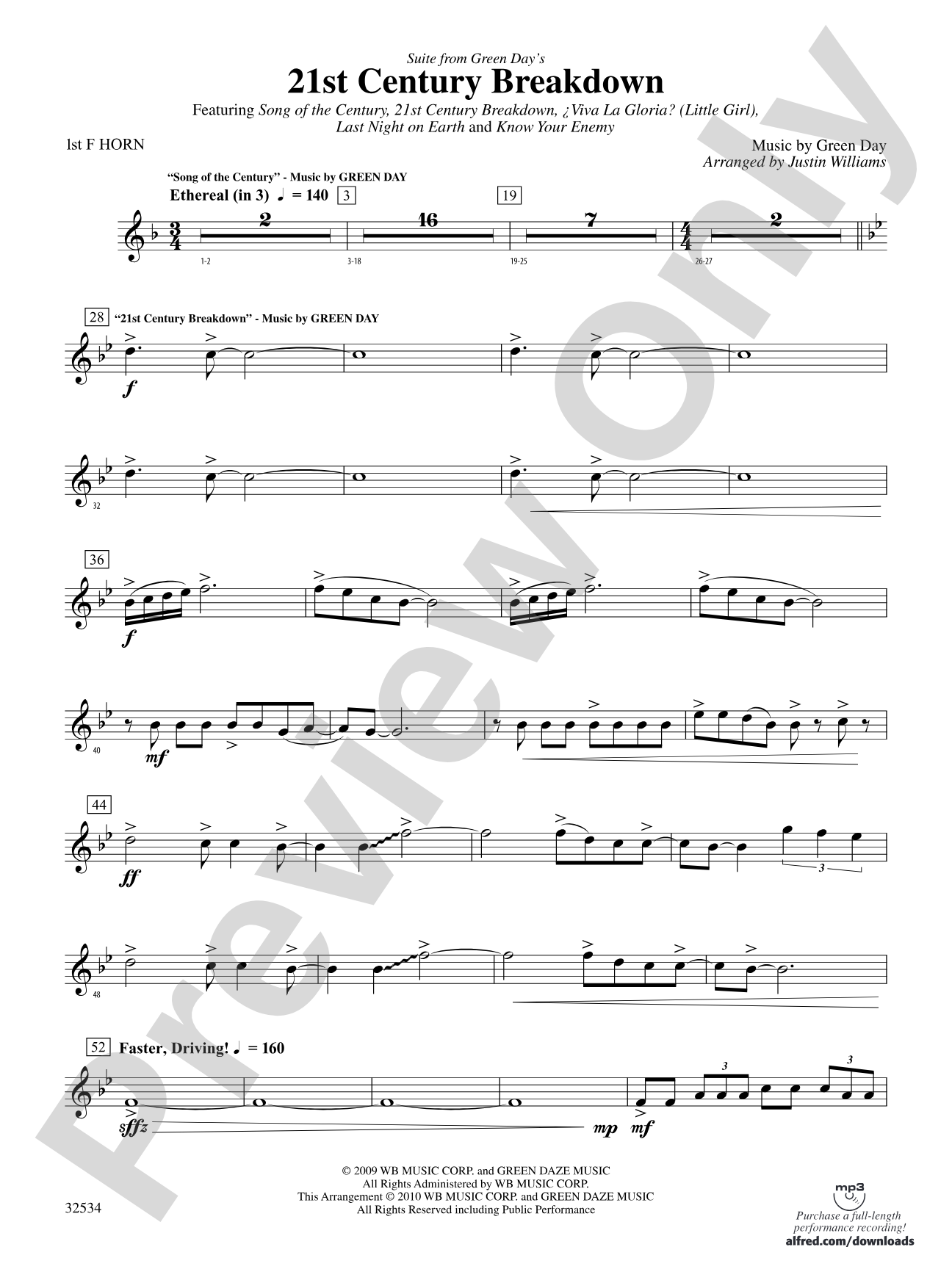 21st Century Breakdown, Suite from Green Day's: 1st F Horn