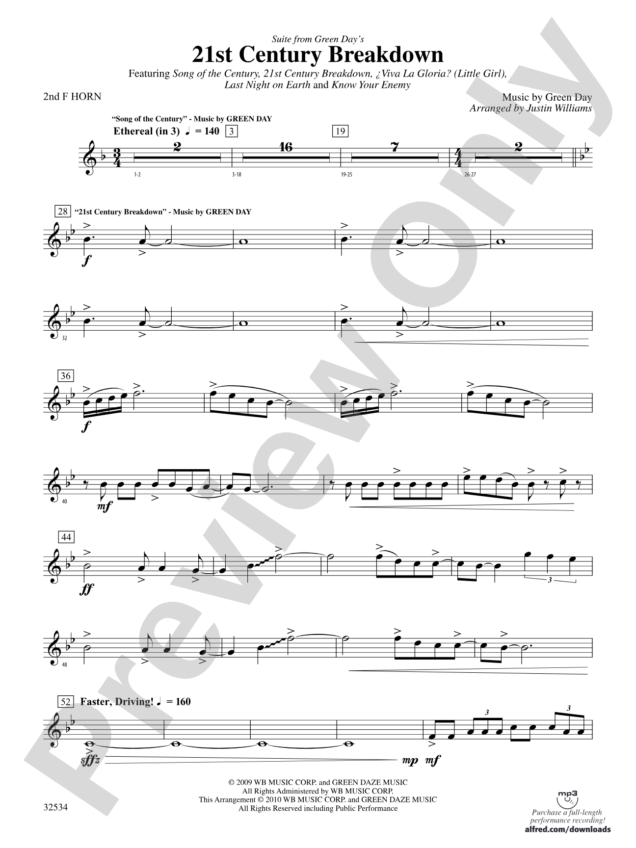 21st Century Breakdown, Suite from Green Day's: 2nd F Horn