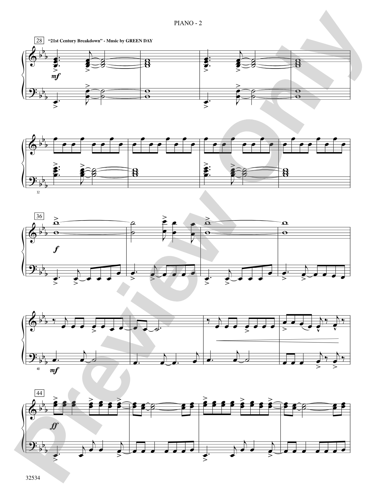 21st Century Breakdown, Suite from Green Day's: Piano Accompaniment