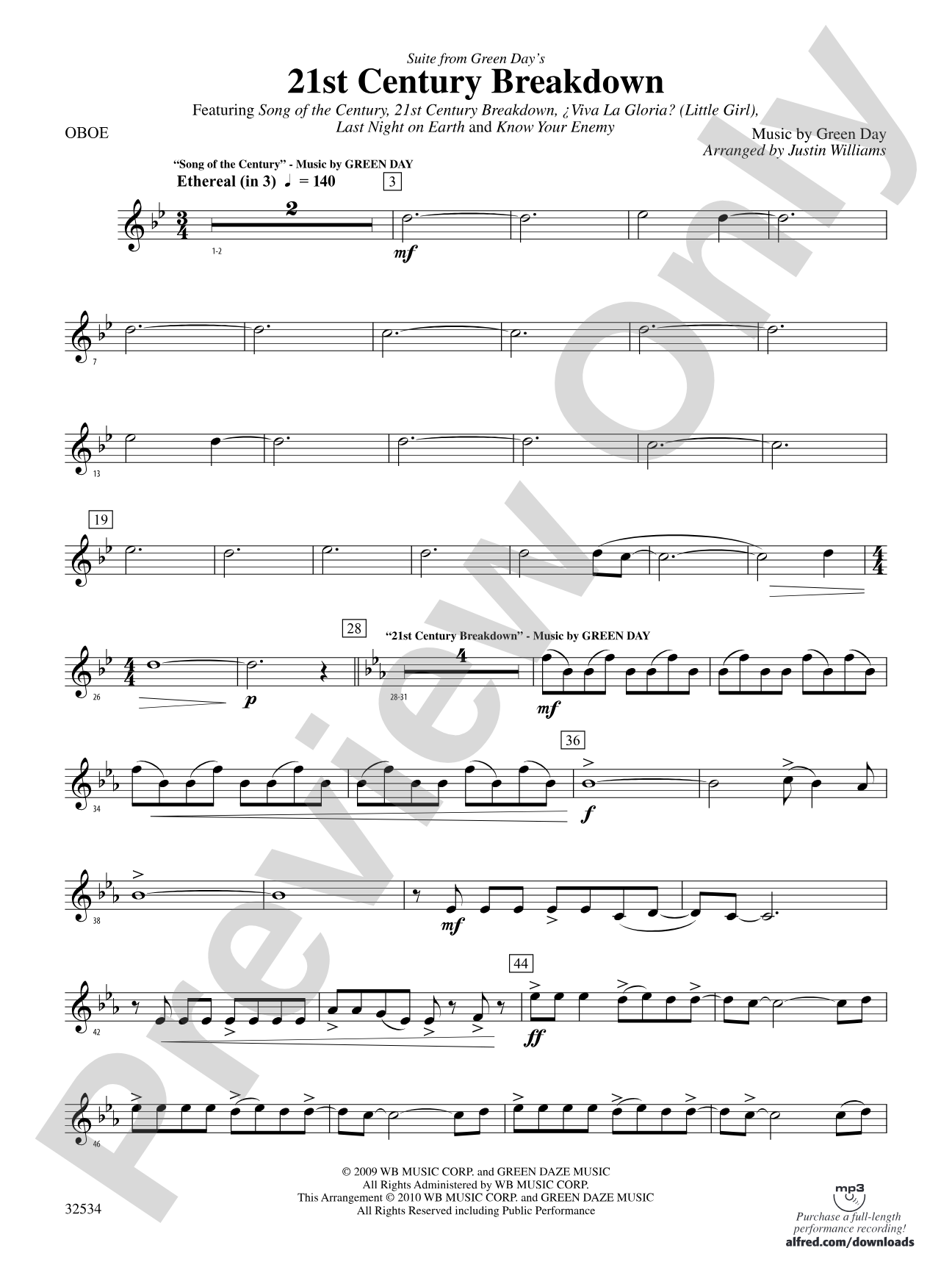 21st Century Breakdown, Suite from Green Day's: Oboe