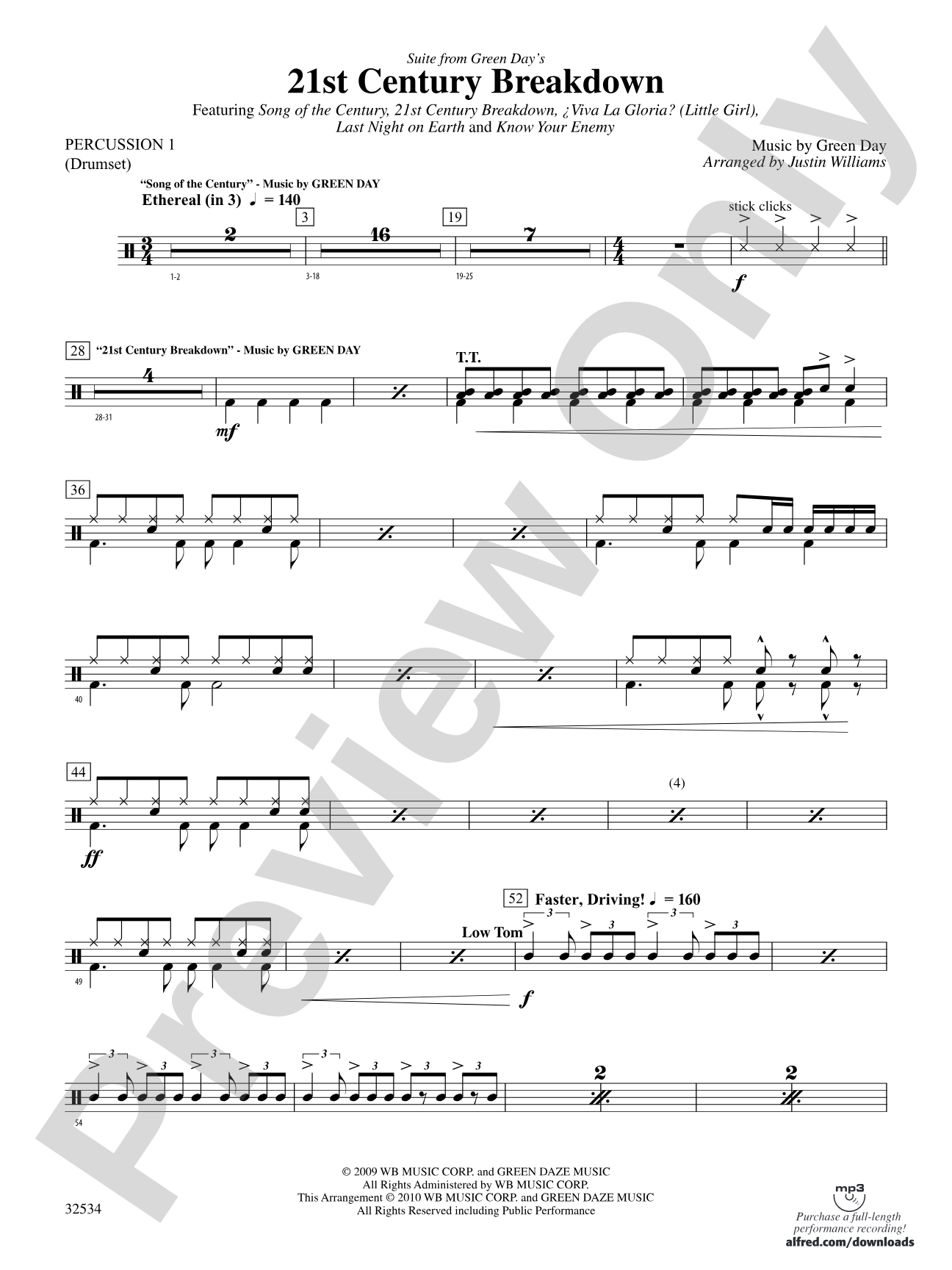 21st Century Breakdown, Suite from Green Day's: 1st Percussion