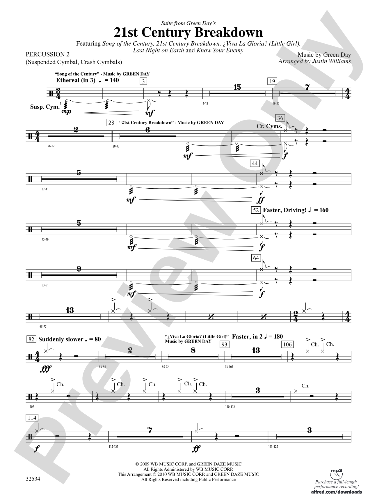21st Century Breakdown, Suite from Green Day's: 2nd Percussion