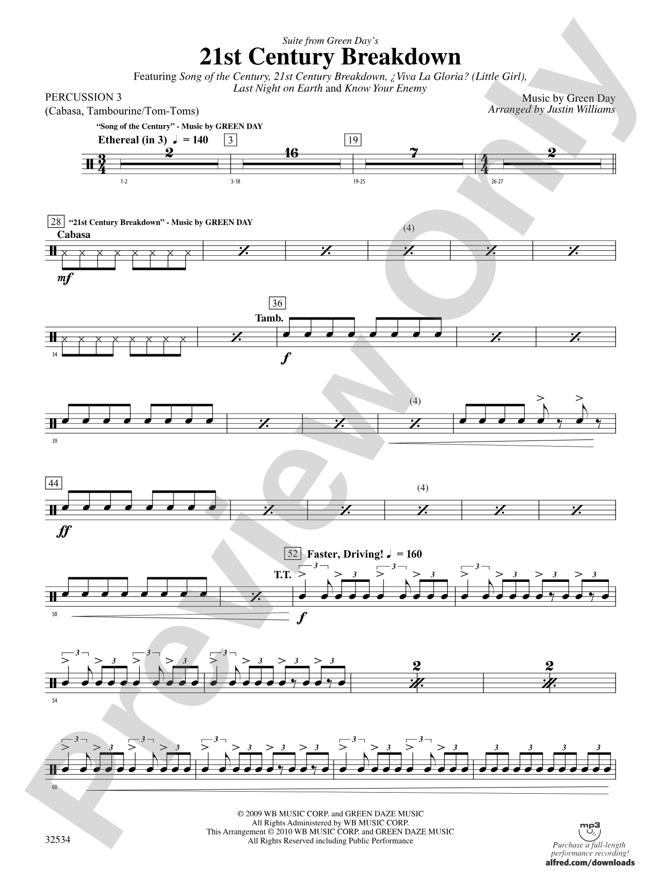 21st Century Breakdown, Suite from Green Day's: 3rd Percussion