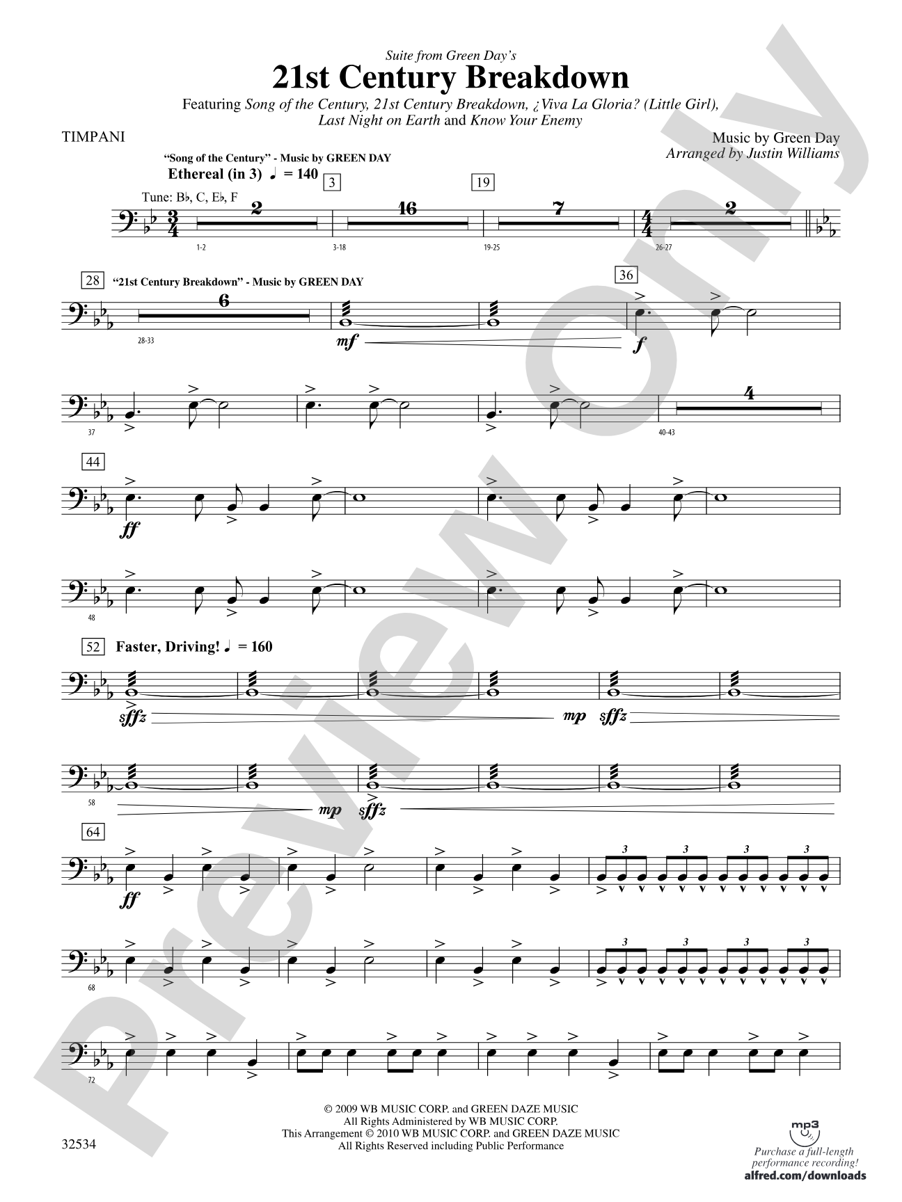 21st Century Breakdown, Suite from Green Day's: Timpani