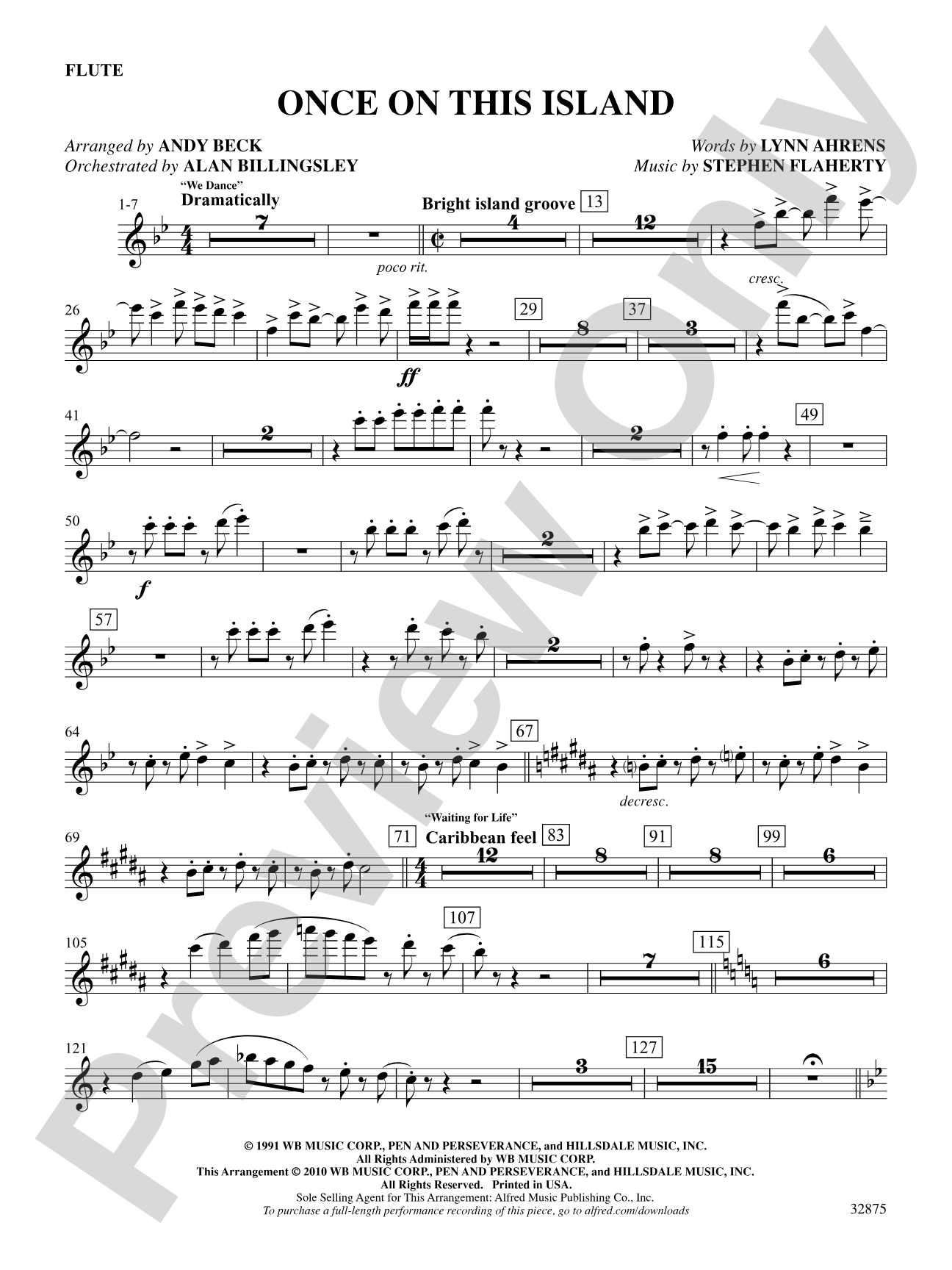 Once on This Island: A Choral Medley: Flute: Choral SoundPax