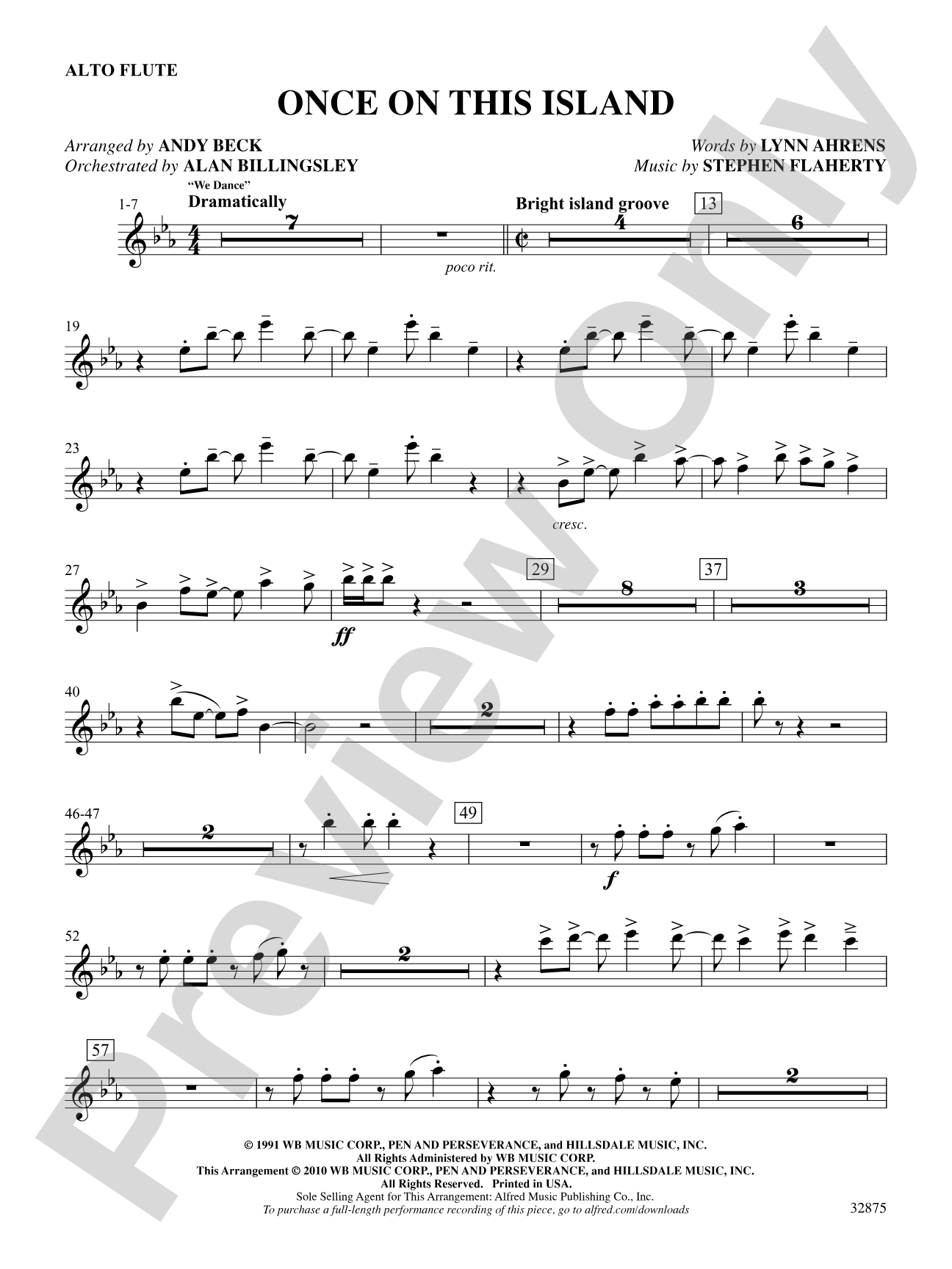Once on This Island: A Choral Medley: 2nd Flute: Choral SoundPax