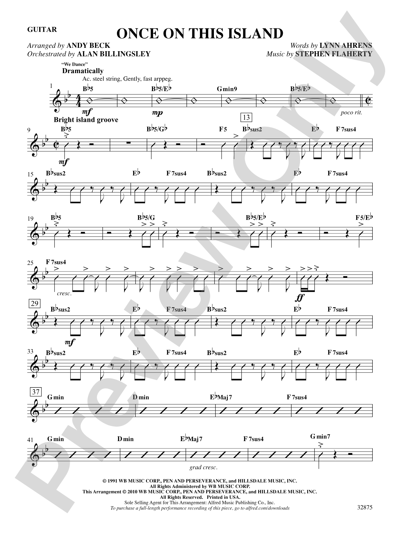 Once on This Island: A Choral Medley: Guitar: Choral SoundPax