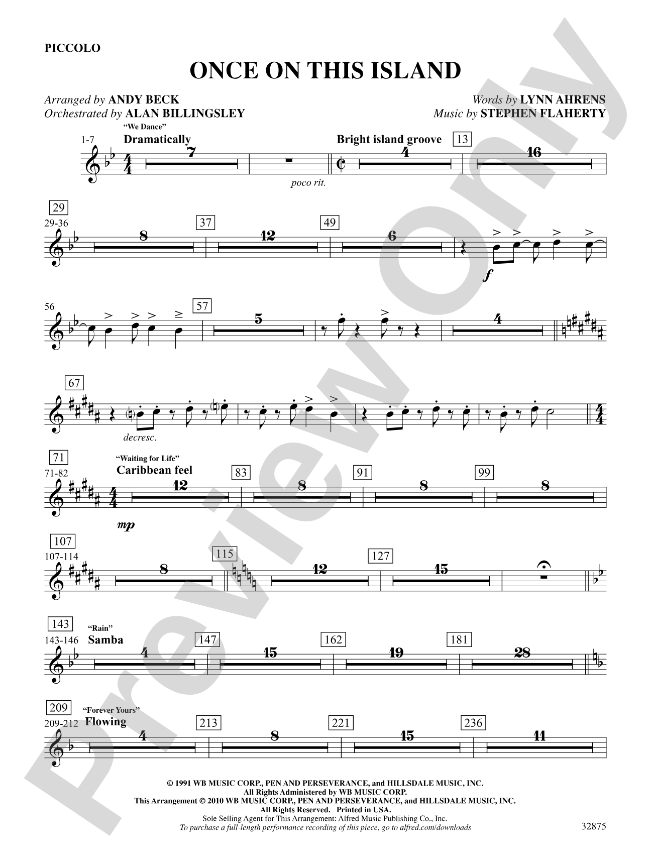 Once on This Island: A Choral Medley: Piccolo: Choral SoundPax
