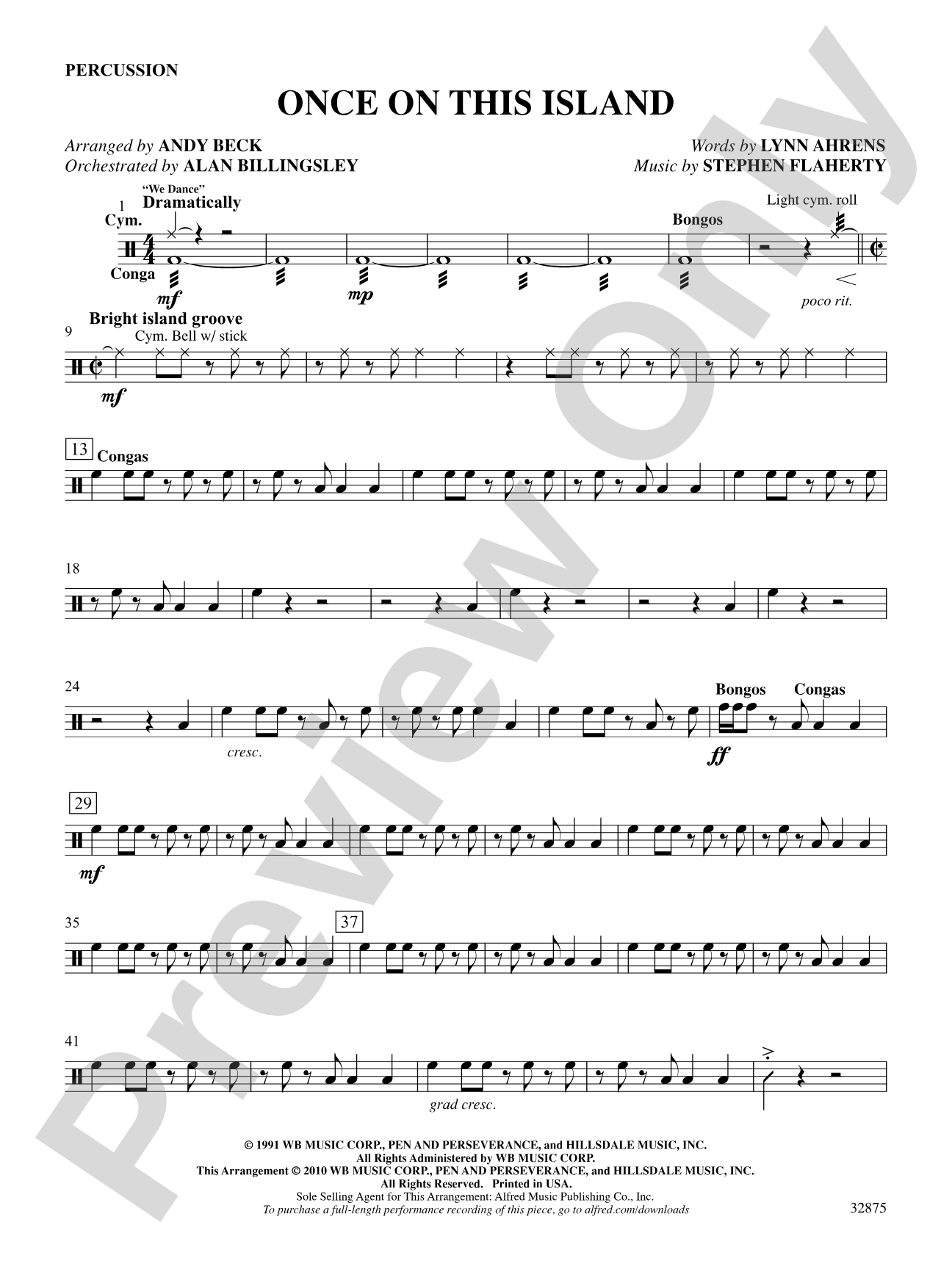 Once on This Island: A Choral Medley: 1st Percussion: Choral SoundPax