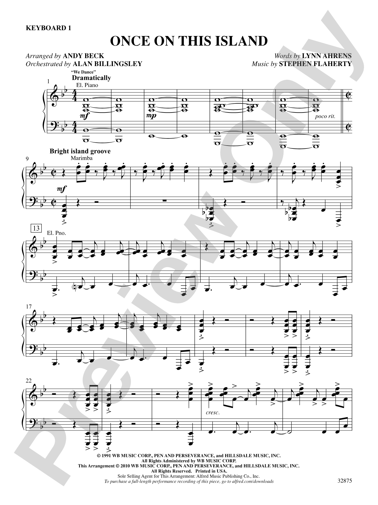 Once on This Island: A Choral Medley: 1st Synthesizer: Choral SoundPax