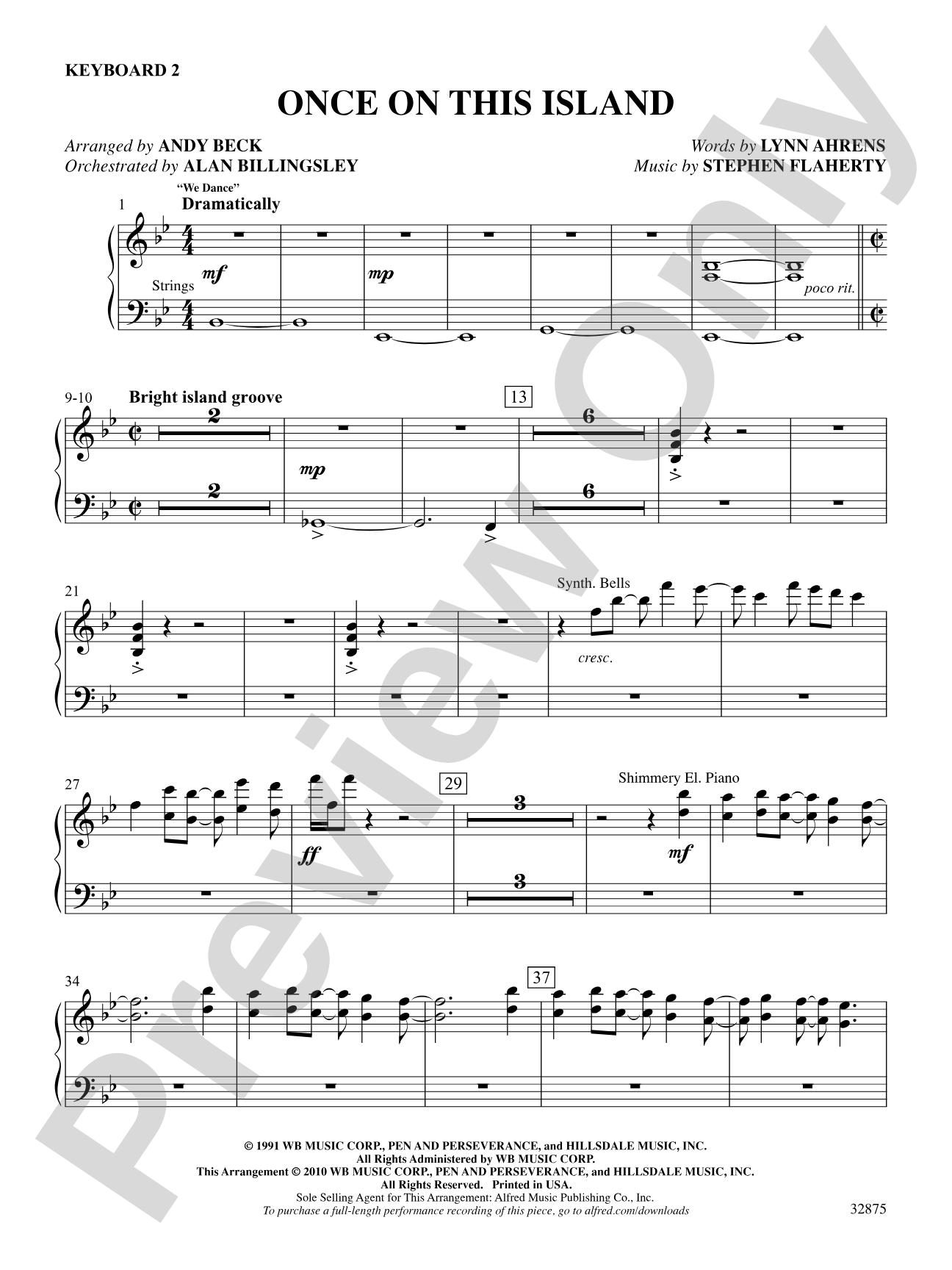 Once on This Island: A Choral Medley: 2nd Synthesizer: Choral SoundPax
