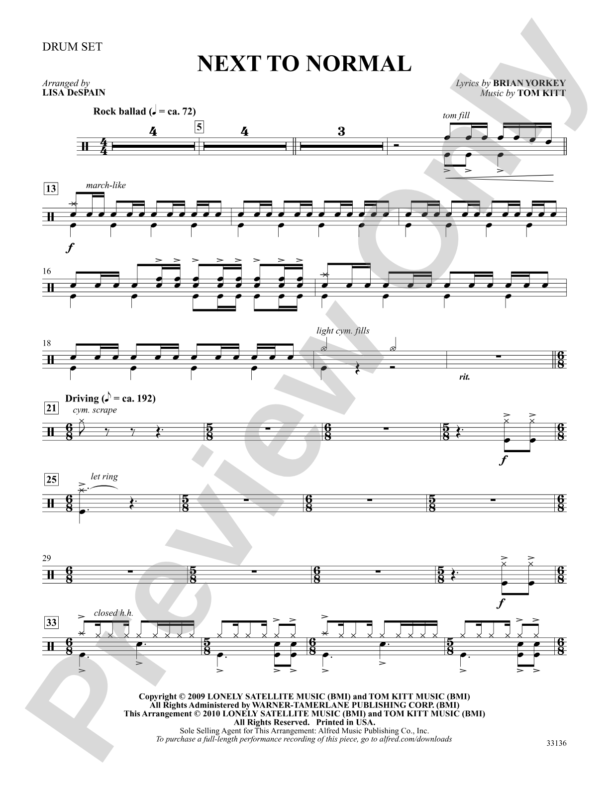 Next to Normal: A Choral Medley: Drums: Choral SoundPax