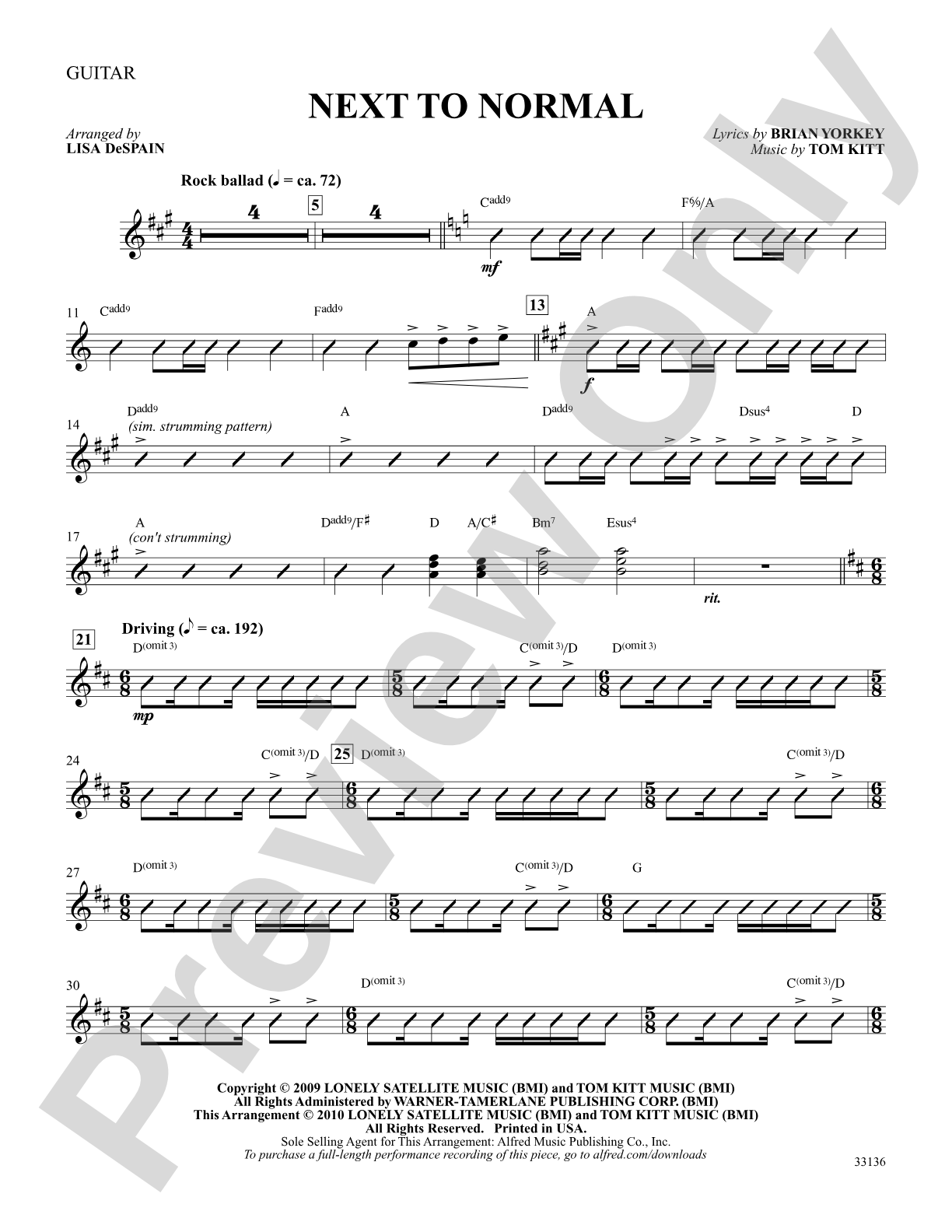 Next to Normal: A Choral Medley: Guitar: Choral SoundPax
