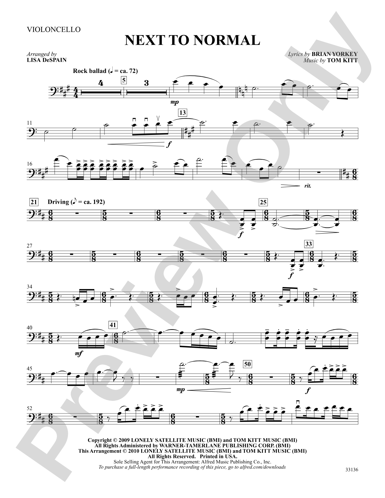 Next to Normal: A Choral Medley: Cello: Choral SoundPax