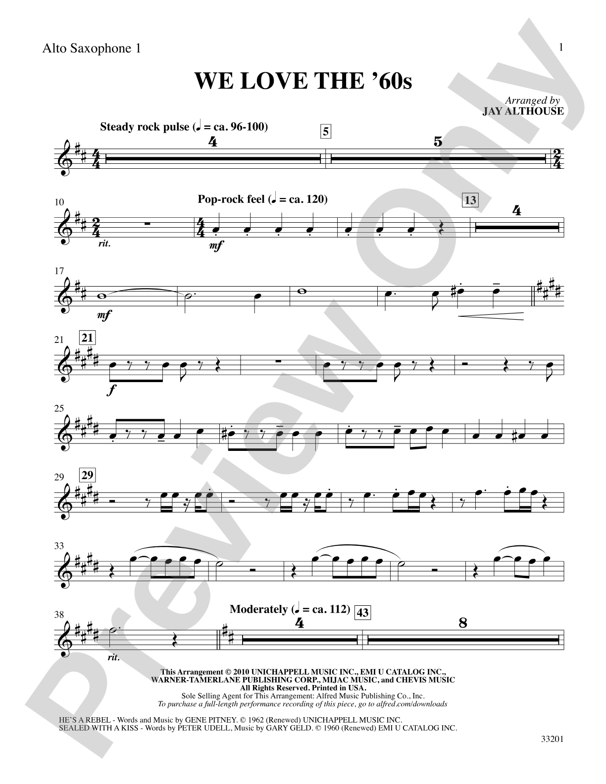 We Love the '60s: E-flat Alto Saxophone: Choral SoundPax