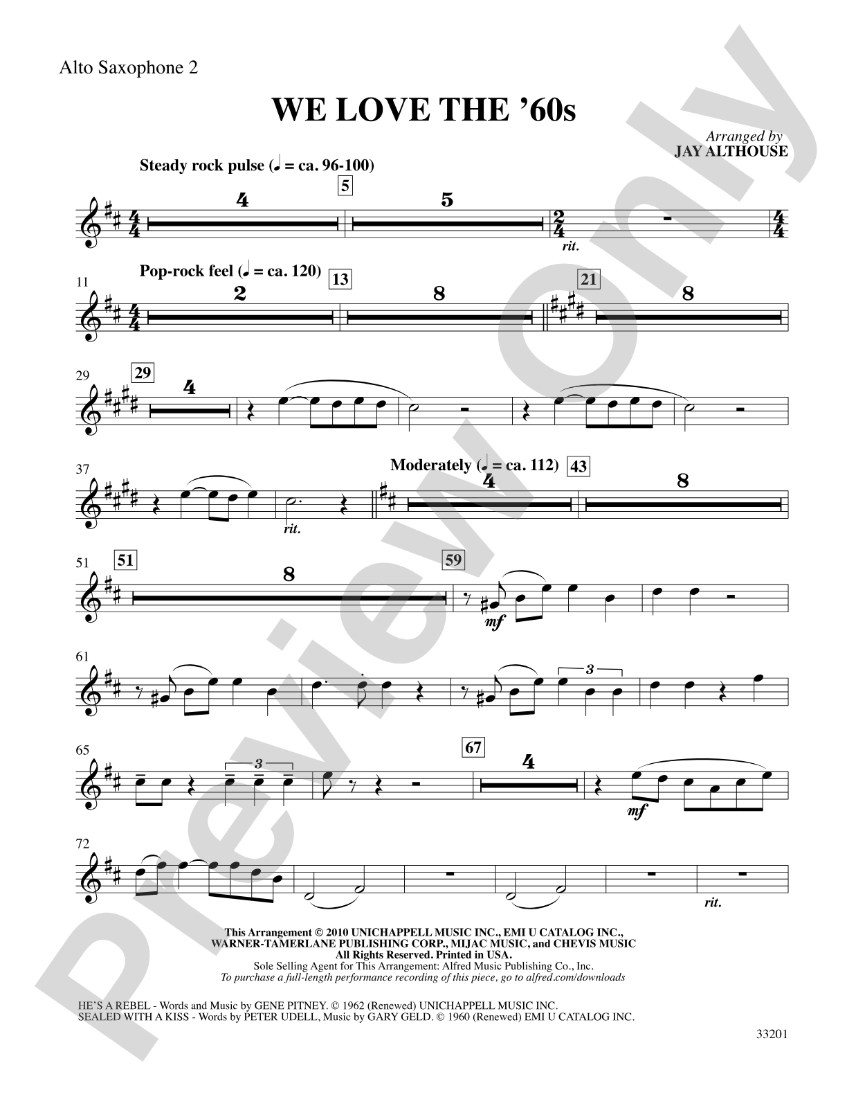 We Love the '60s: 2nd E-flat Alto Saxophone: Choral SoundPax