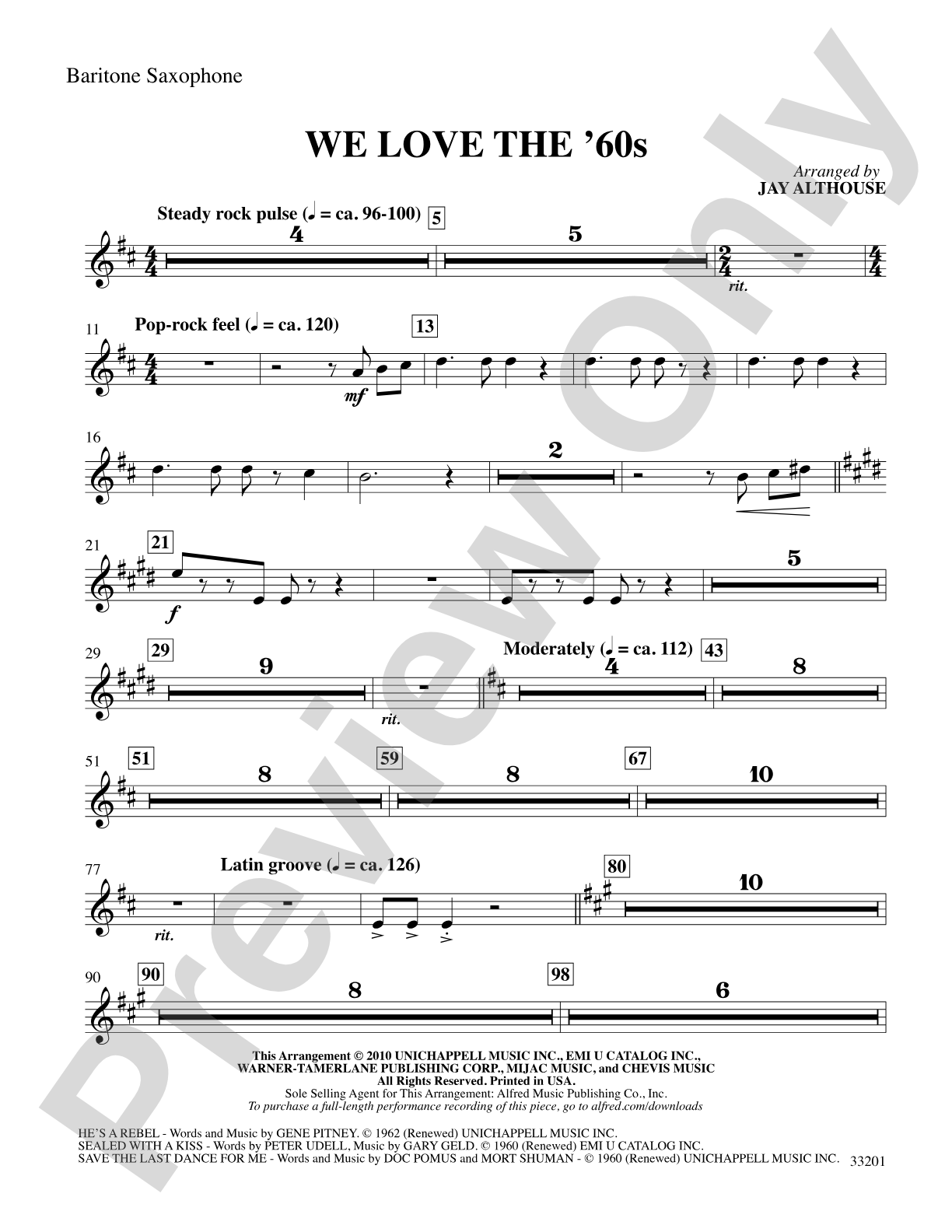We Love the '60s: E-flat Baritone Saxophone: Choral SoundPax