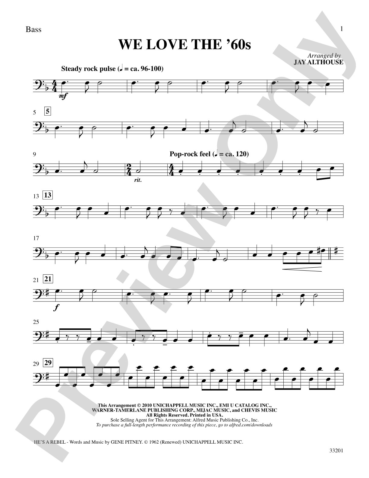 We Love the '60s: String Bass: Choral SoundPax