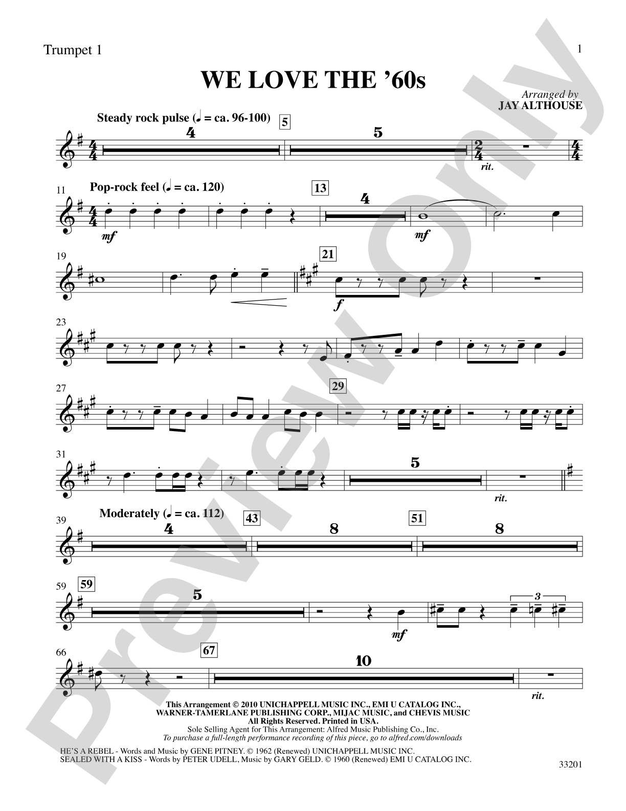 We Love the '60s: 1st B-flat Trumpet: Choral SoundPax