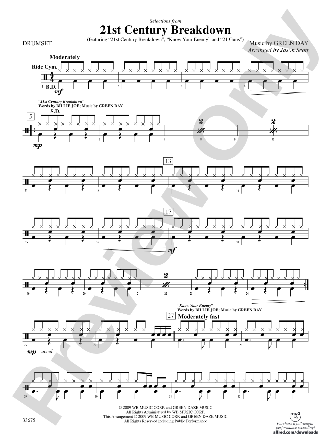 21st Century Breakdown, Selections from: Drums