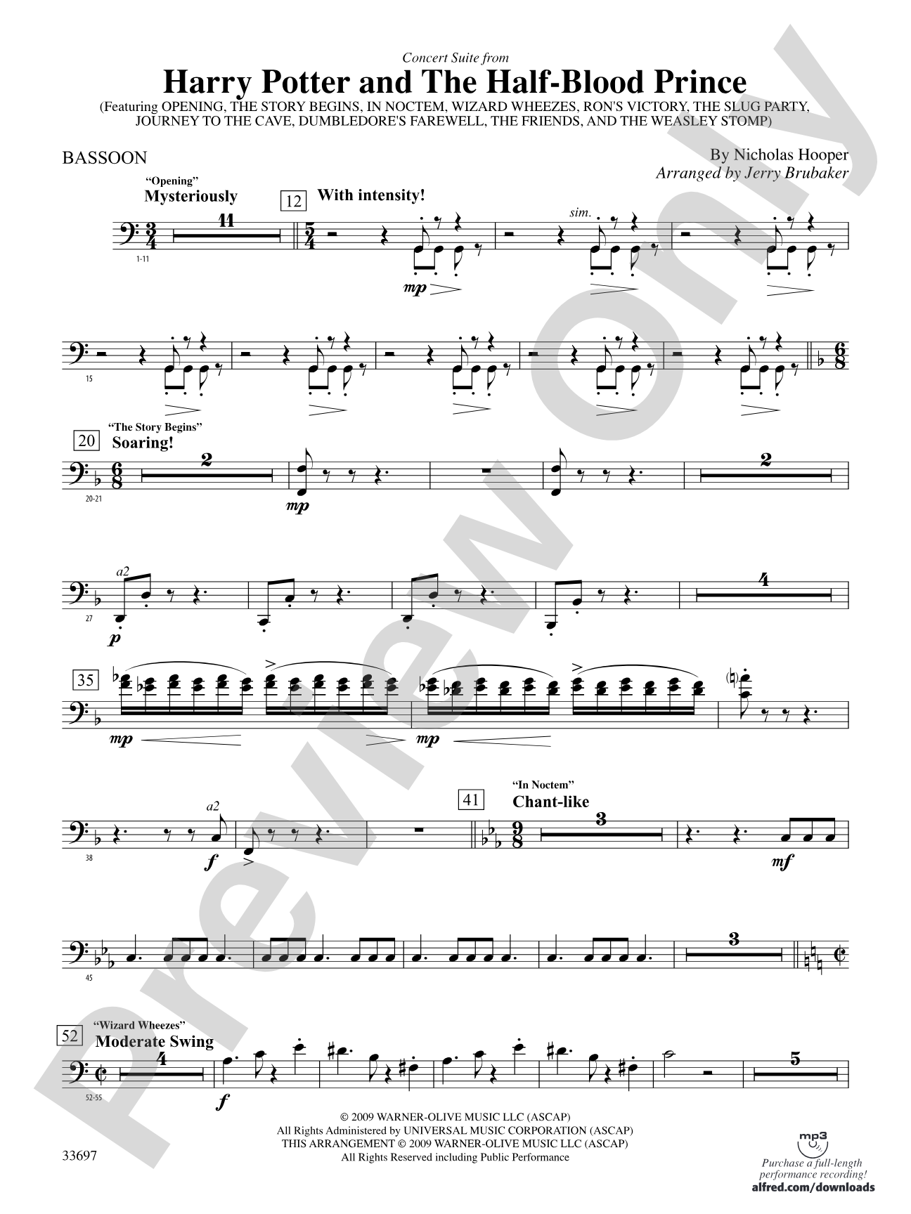 Harry Potter and the Half-Blood Prince, Concert Suite from: Bassoon