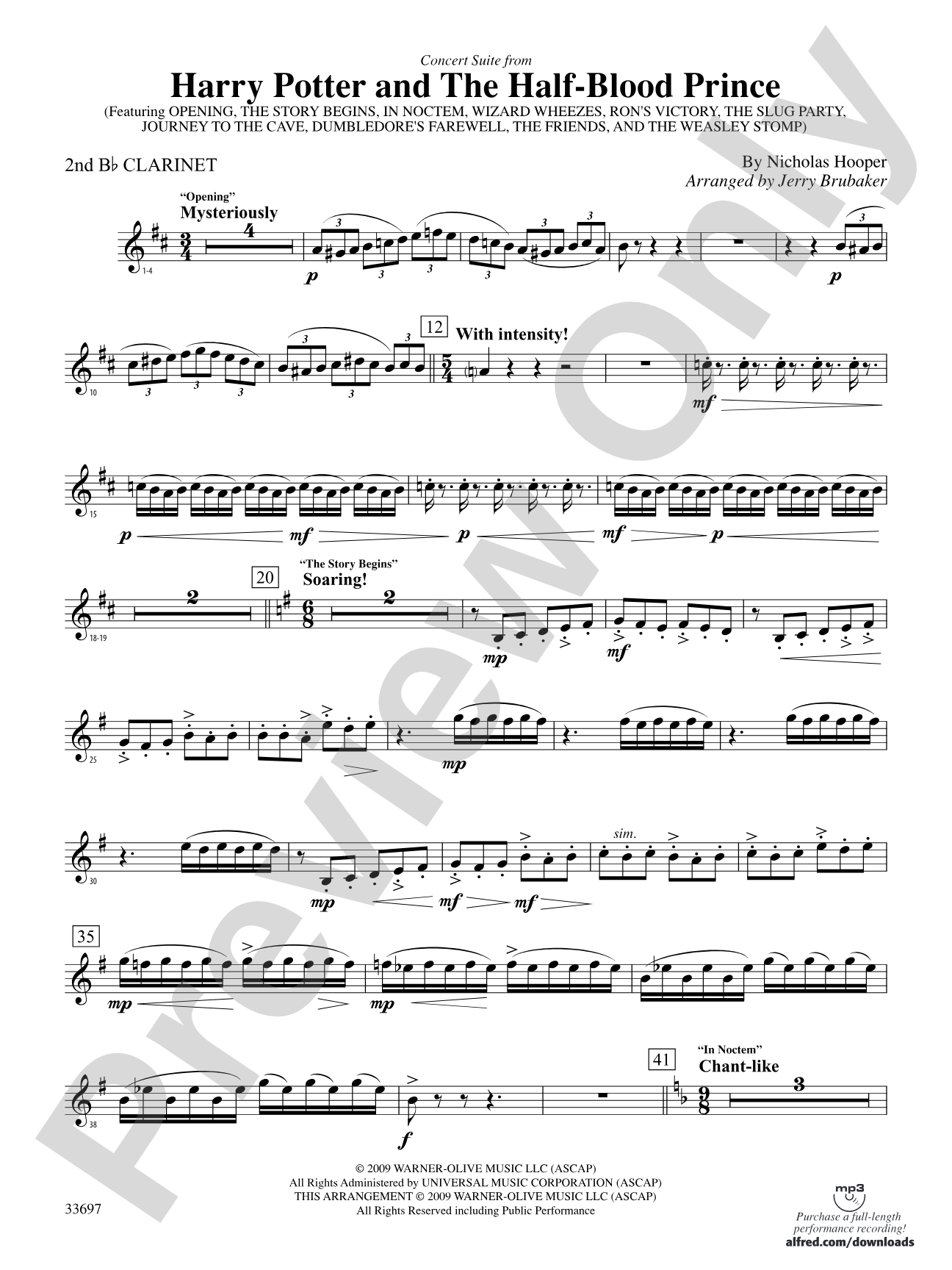 Harry Potter and the Half-Blood Prince, Concert Suite from: 2nd B-flat Clarinet
