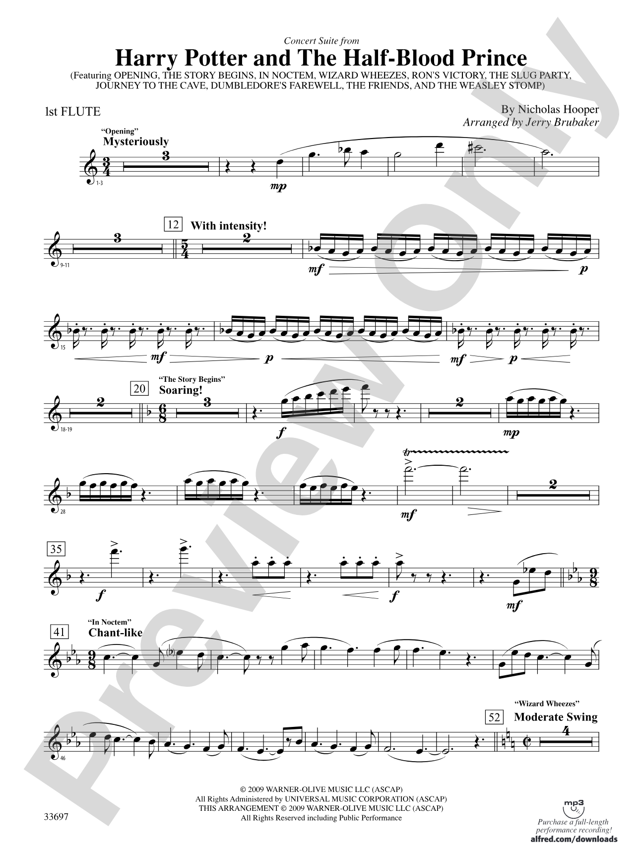 Harry Potter and the Half-Blood Prince, Concert Suite from: Flute