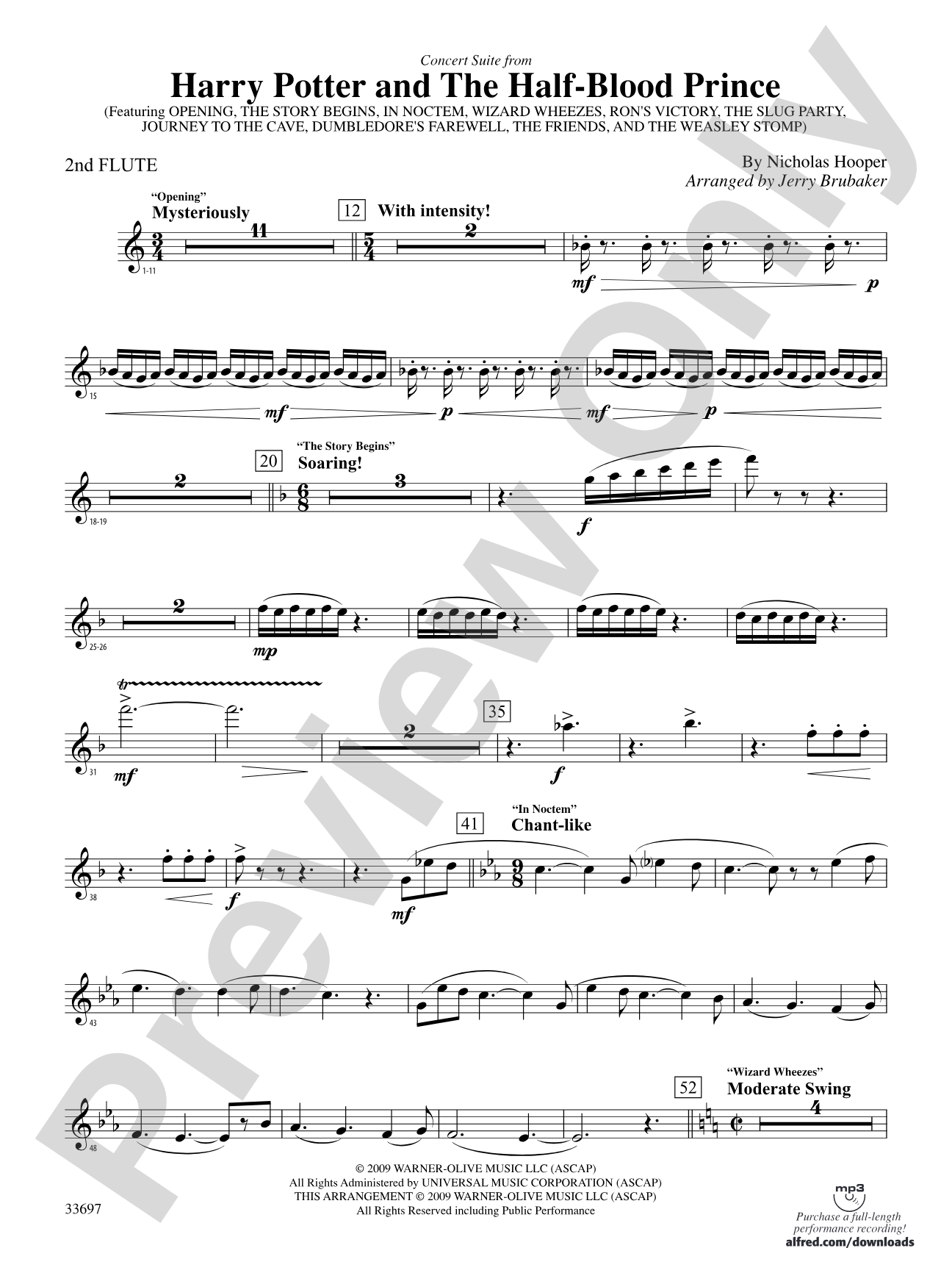 Harry Potter and the Half-Blood Prince, Concert Suite from: 2nd Flute
