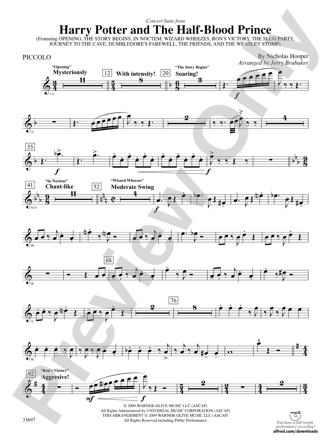 Harry Potter and the Half-Blood Prince, Concert Suite from: Piccolo