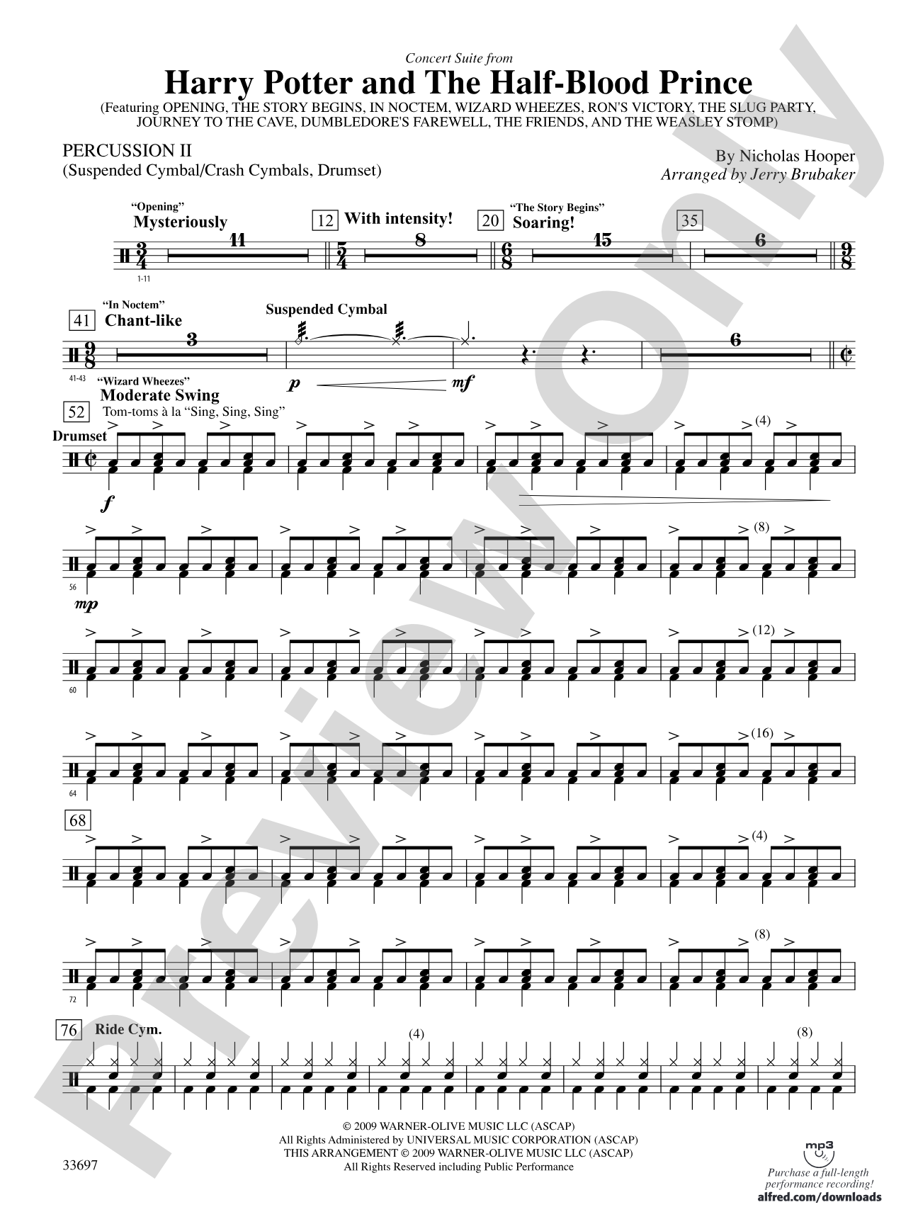 Harry Potter and the Half-Blood Prince, Concert Suite from: 2nd Percussion