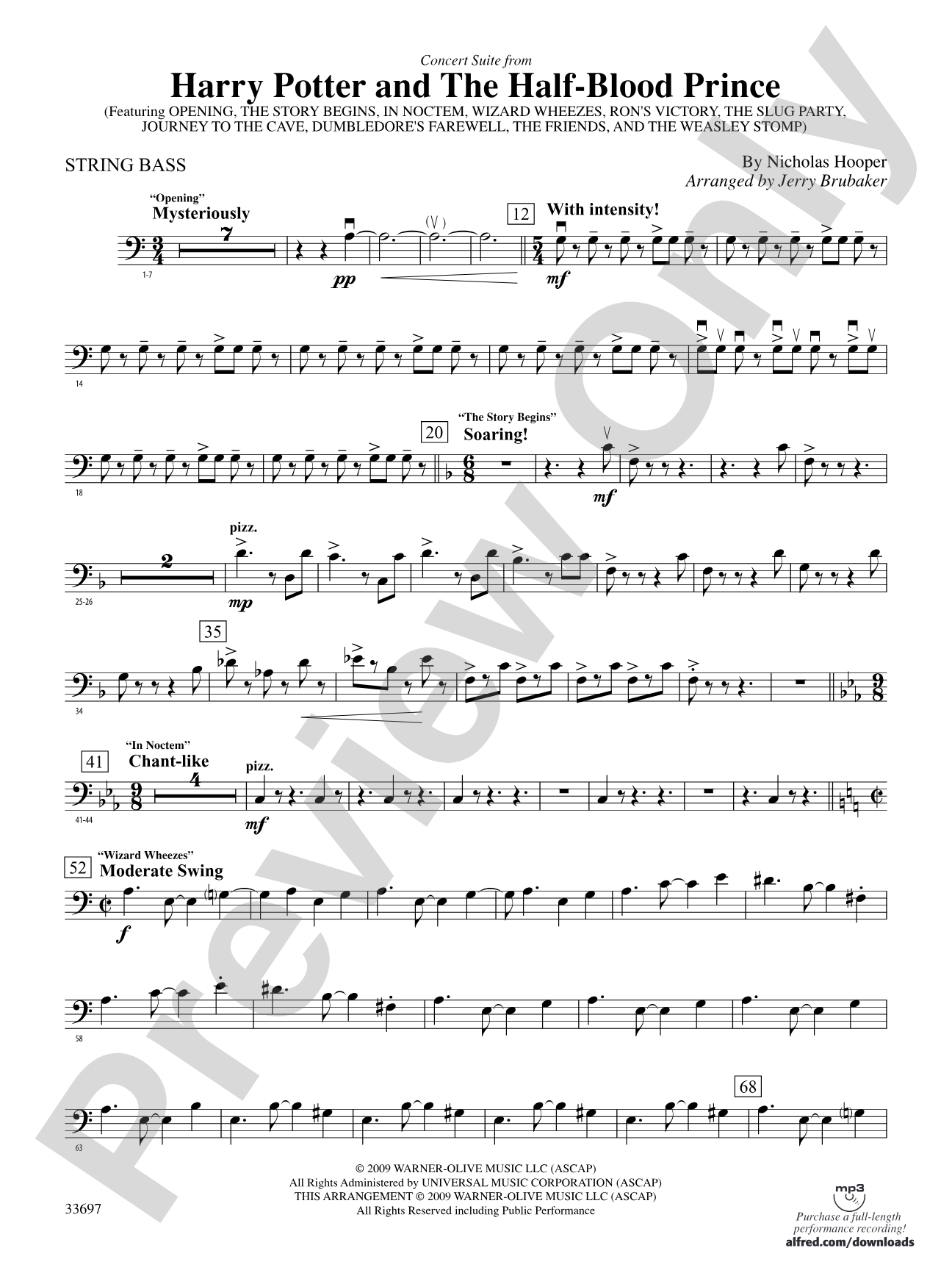 Harry Potter and the Half-Blood Prince, Concert Suite from: String Bass