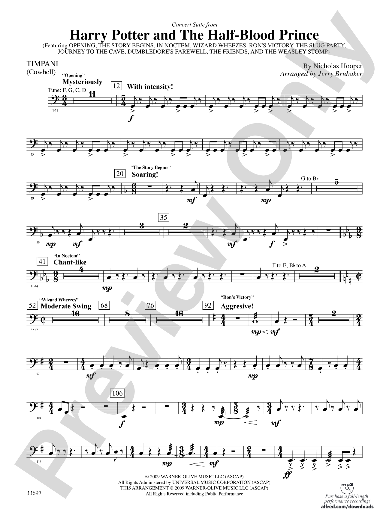 Harry Potter and the Half-Blood Prince, Concert Suite from: Timpani