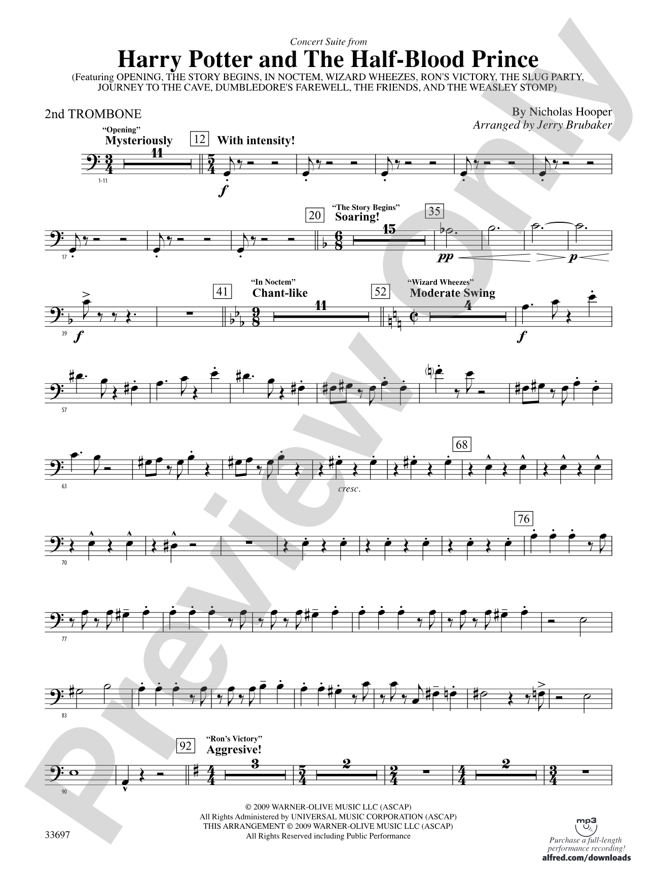 Harry Potter and the Half-Blood Prince, Concert Suite from: 2nd Trombone