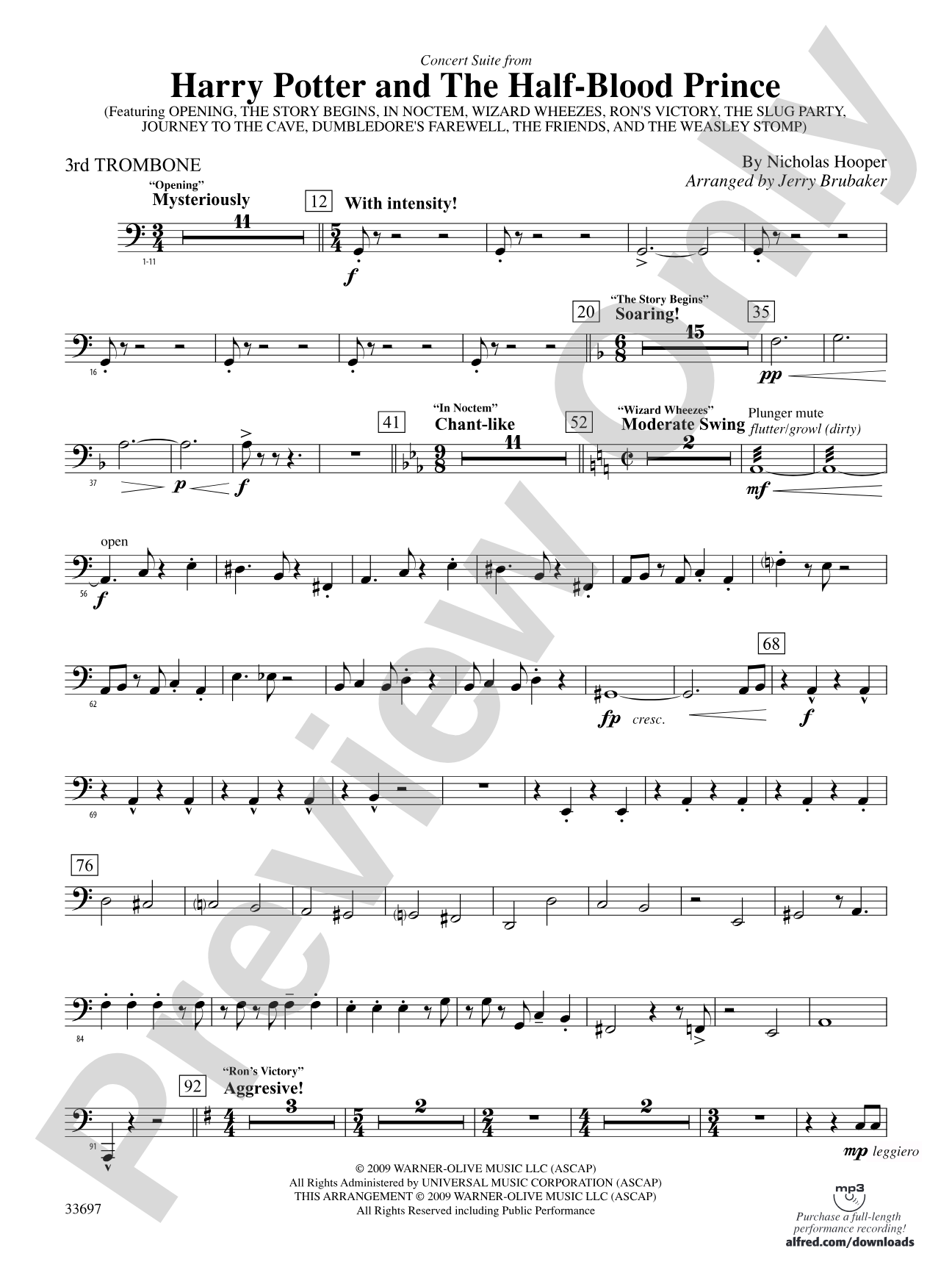 Harry Potter and the Half-Blood Prince, Concert Suite from: 3rd Trombone