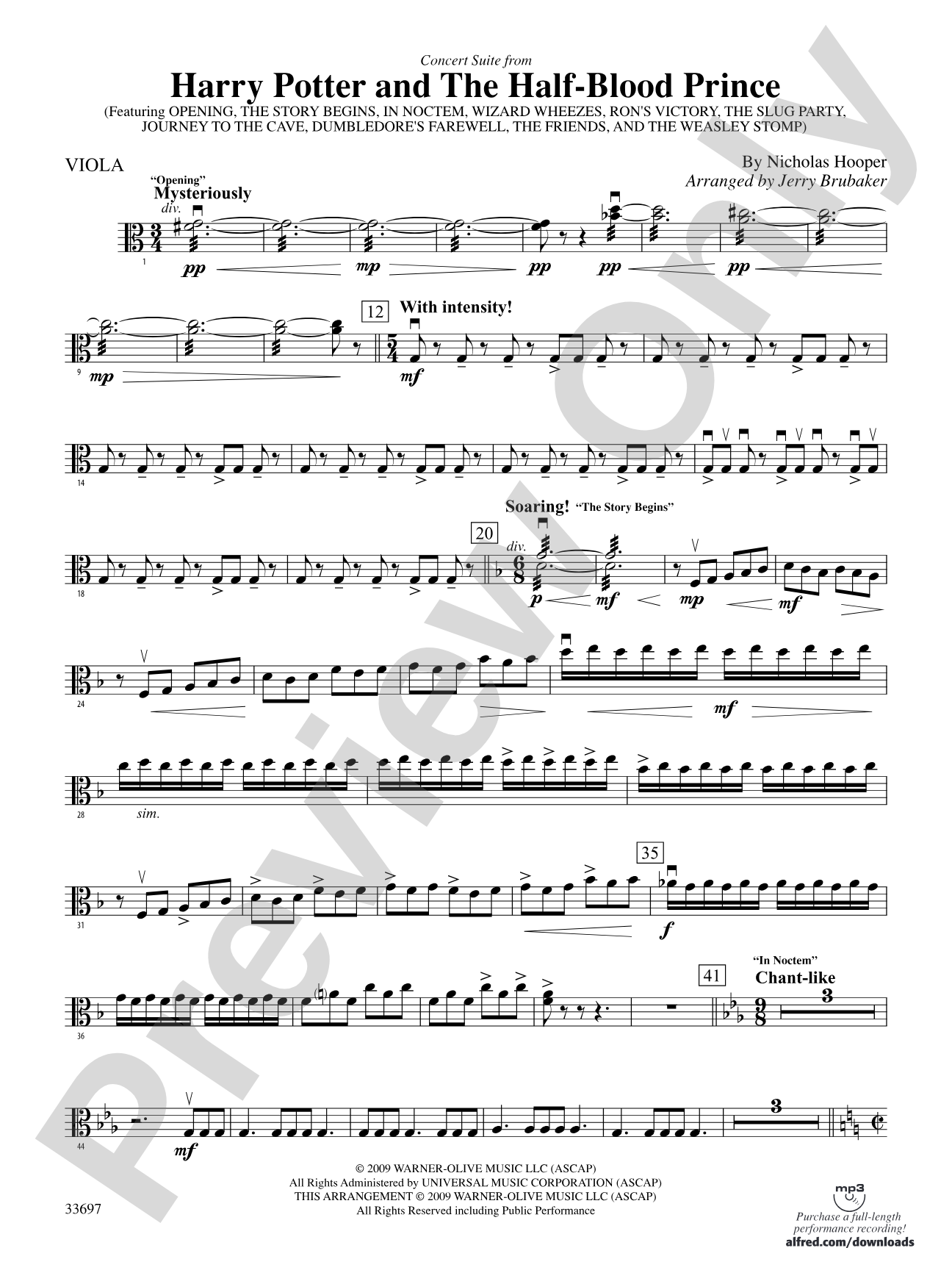 Harry Potter and the Half-Blood Prince, Concert Suite from: Viola