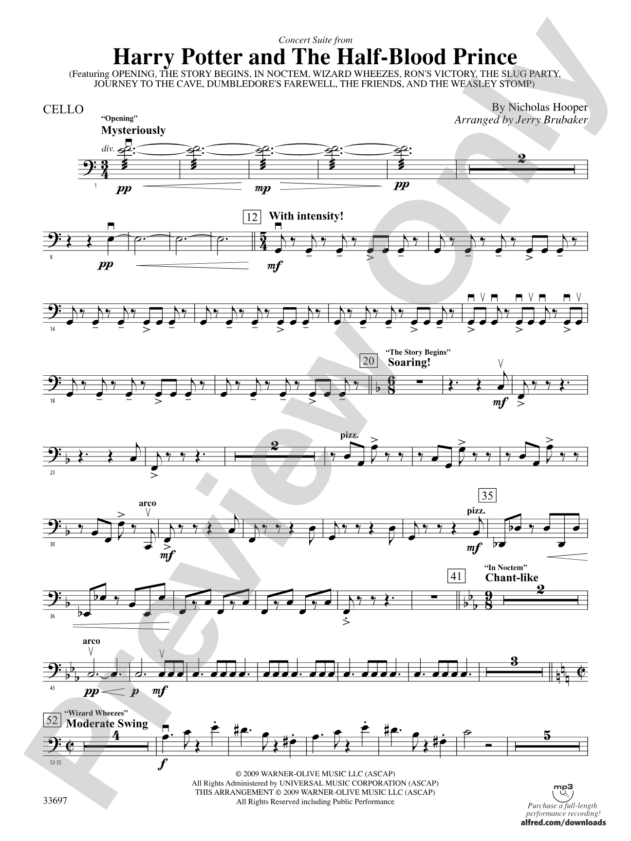 Harry Potter and the Half-Blood Prince, Concert Suite from: Cello