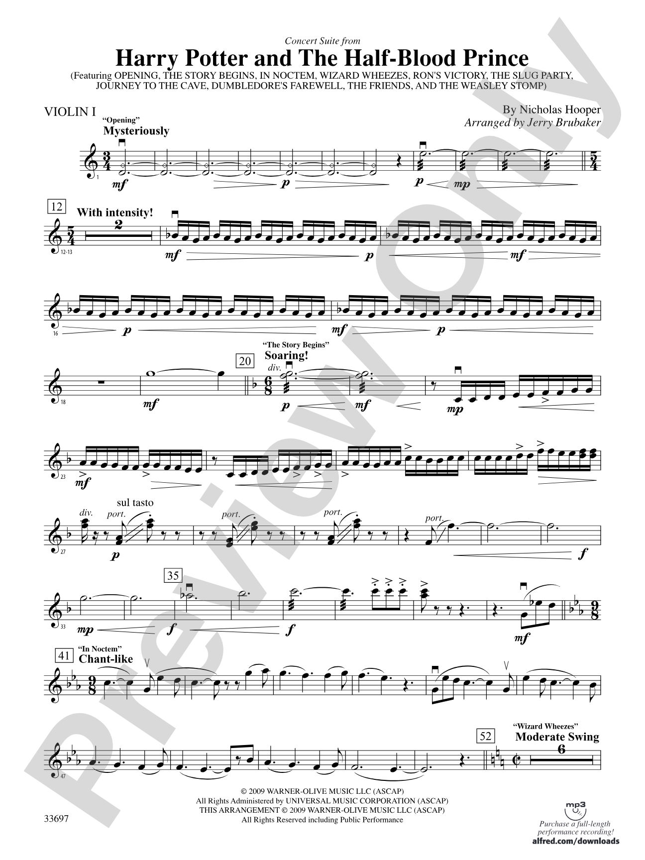 Harry Potter and the Half-Blood Prince, Concert Suite from: 1st Violin