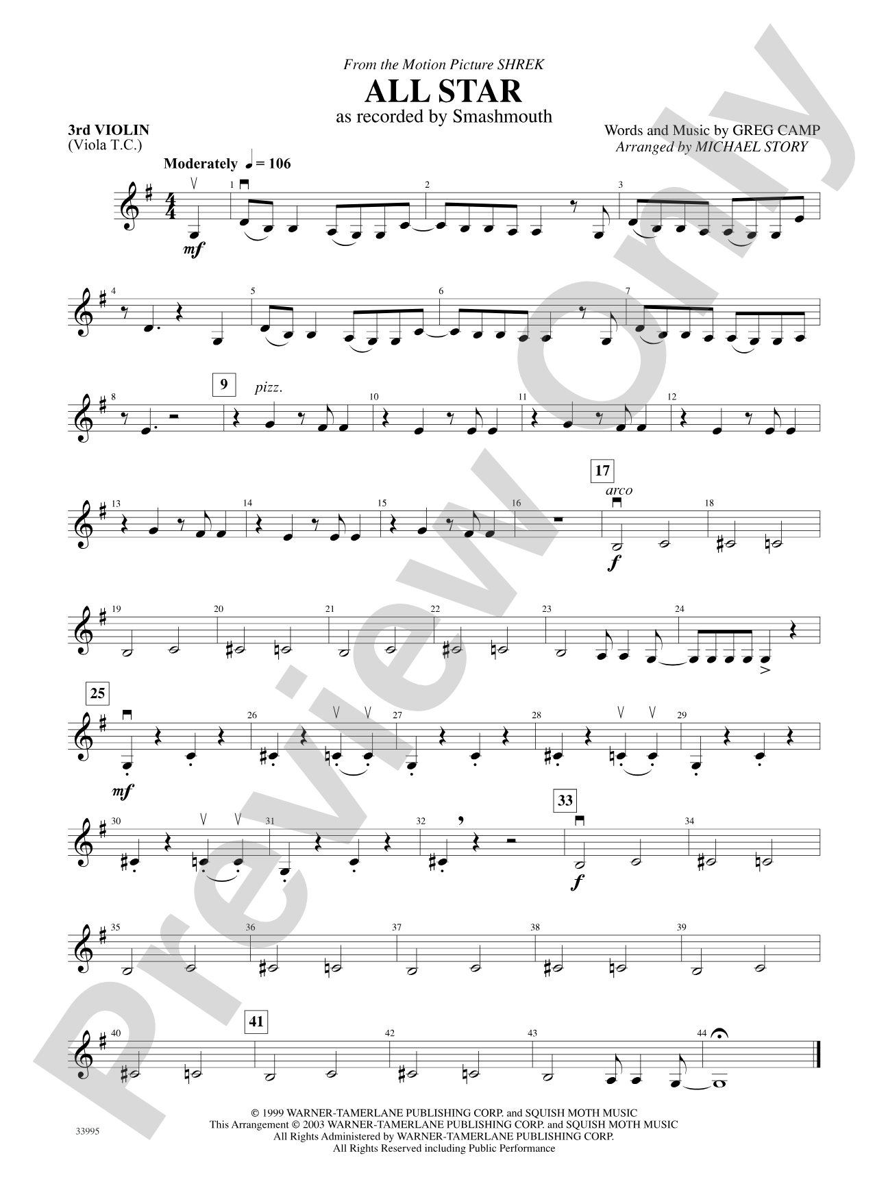 Great Movie Themes: 3rd Violin (Viola [TC])