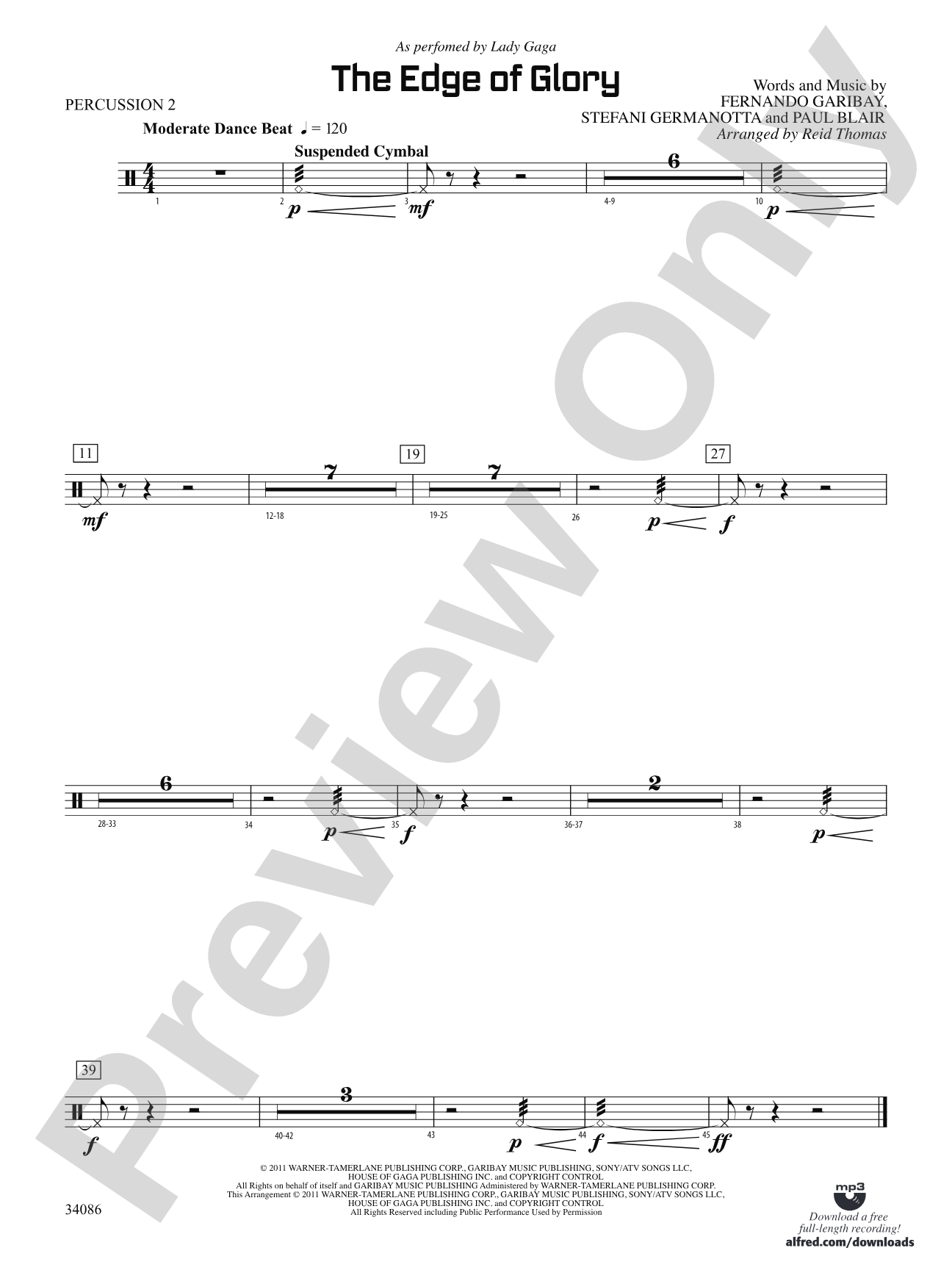 The Edge of Glory: 2nd Percussion