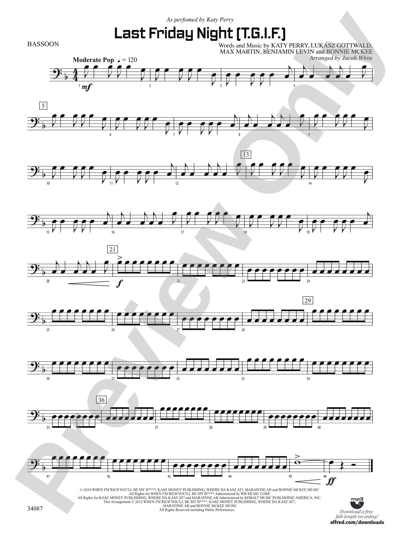 Last Friday Night (T.G.I.F.): Bassoon