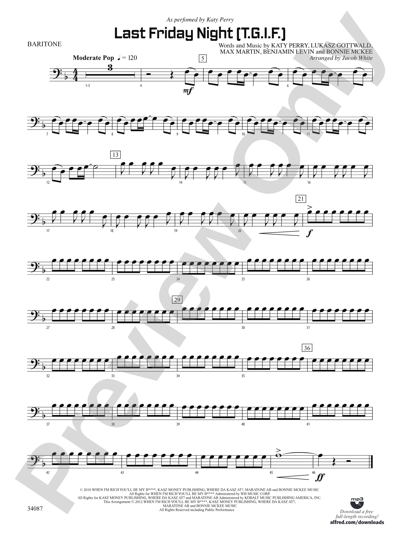 Last Friday Night (T.G.I.F.): Baritone B.C.