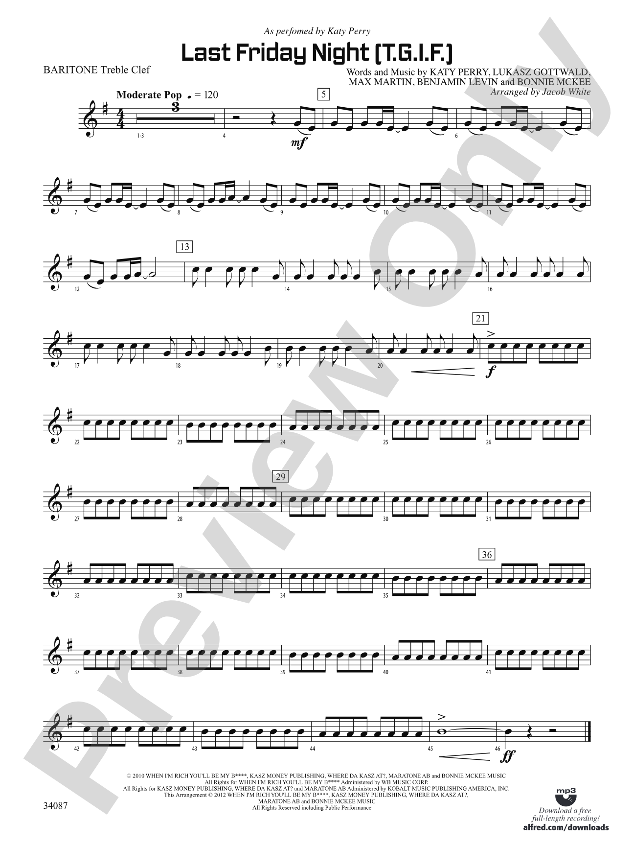 Last Friday Night (T.G.I.F.): Baritone T.C.