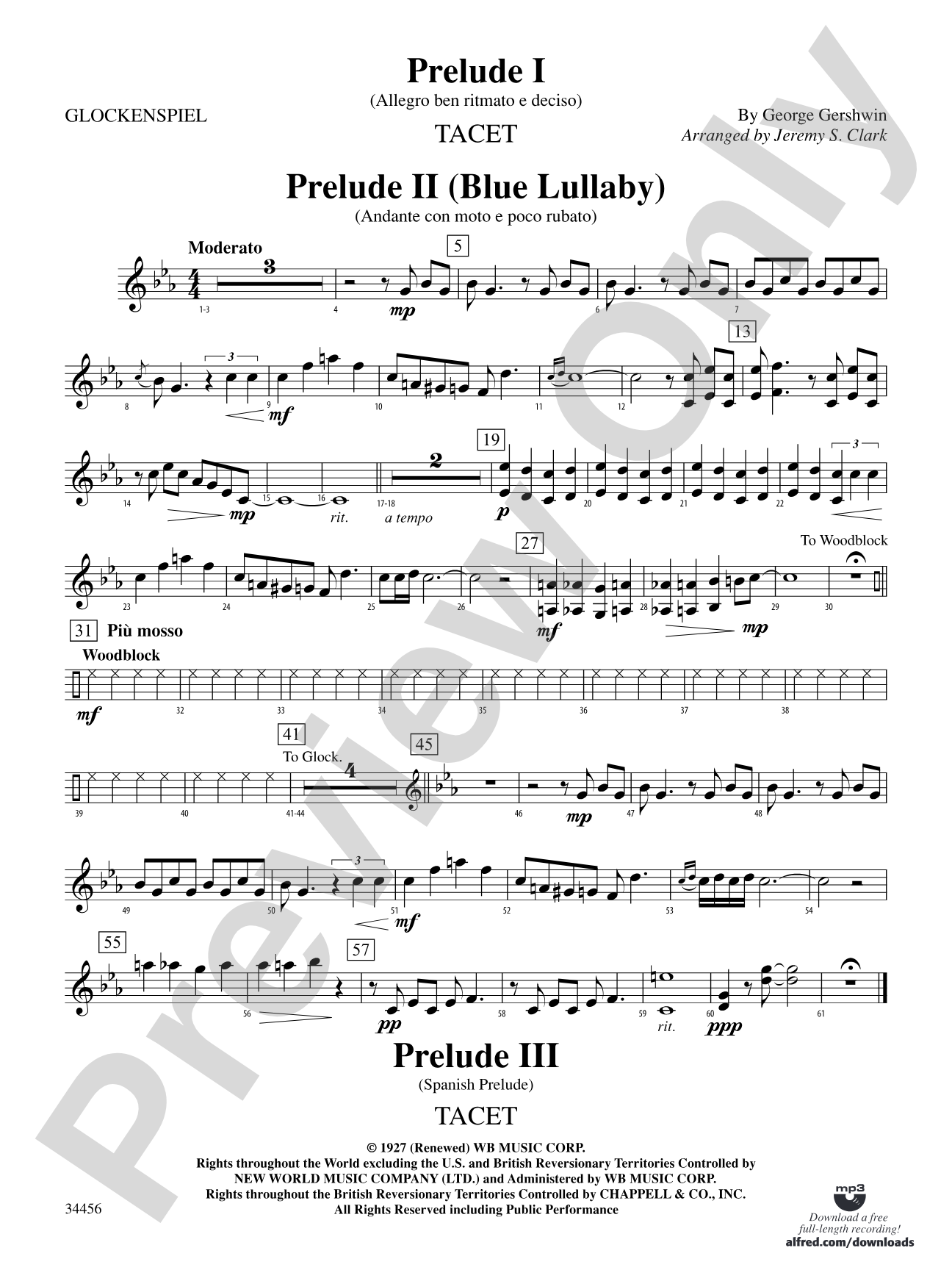 Gershwin Preludes (I-III) for Mallet Ensemble: Bells
