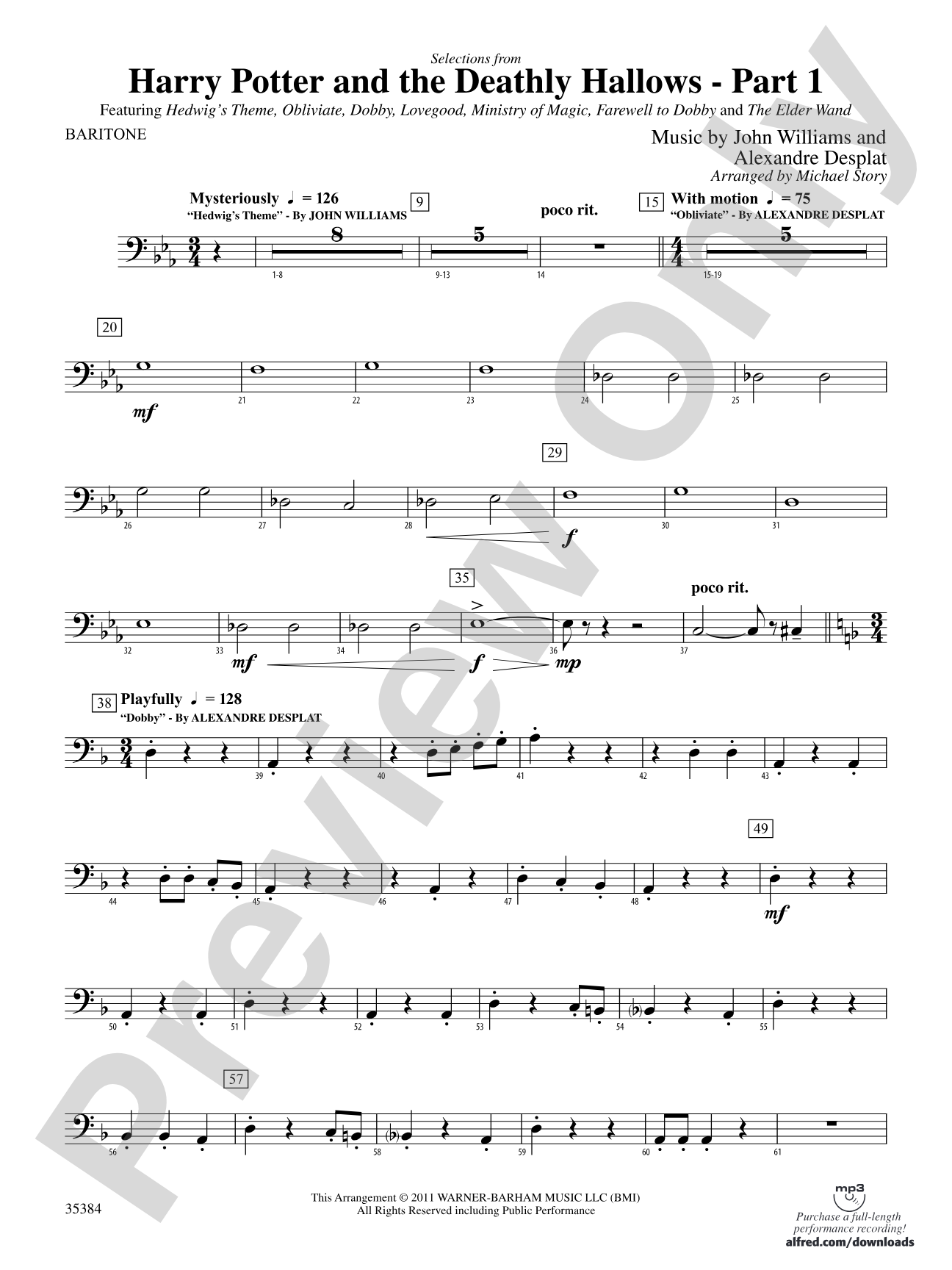 Harry Potter and the Deathly Hallows, Part 1, Selections from: Baritone B.C.