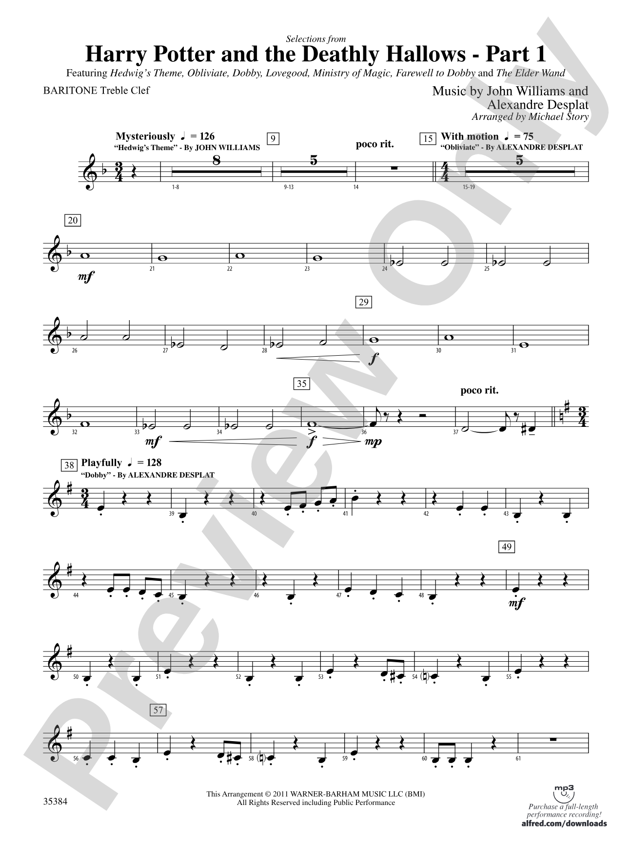 Harry Potter and the Deathly Hallows, Part 1, Selections from: Baritone T.C.