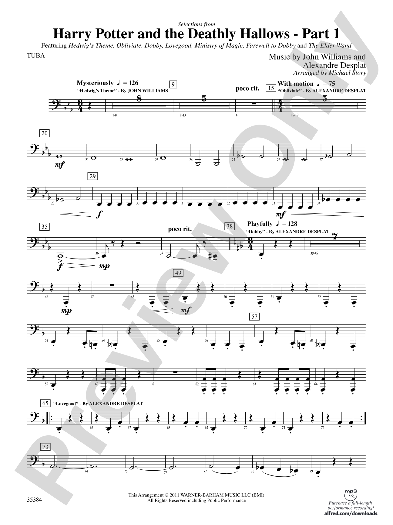 Harry Potter and the Deathly Hallows, Part 1, Selections from: Tuba