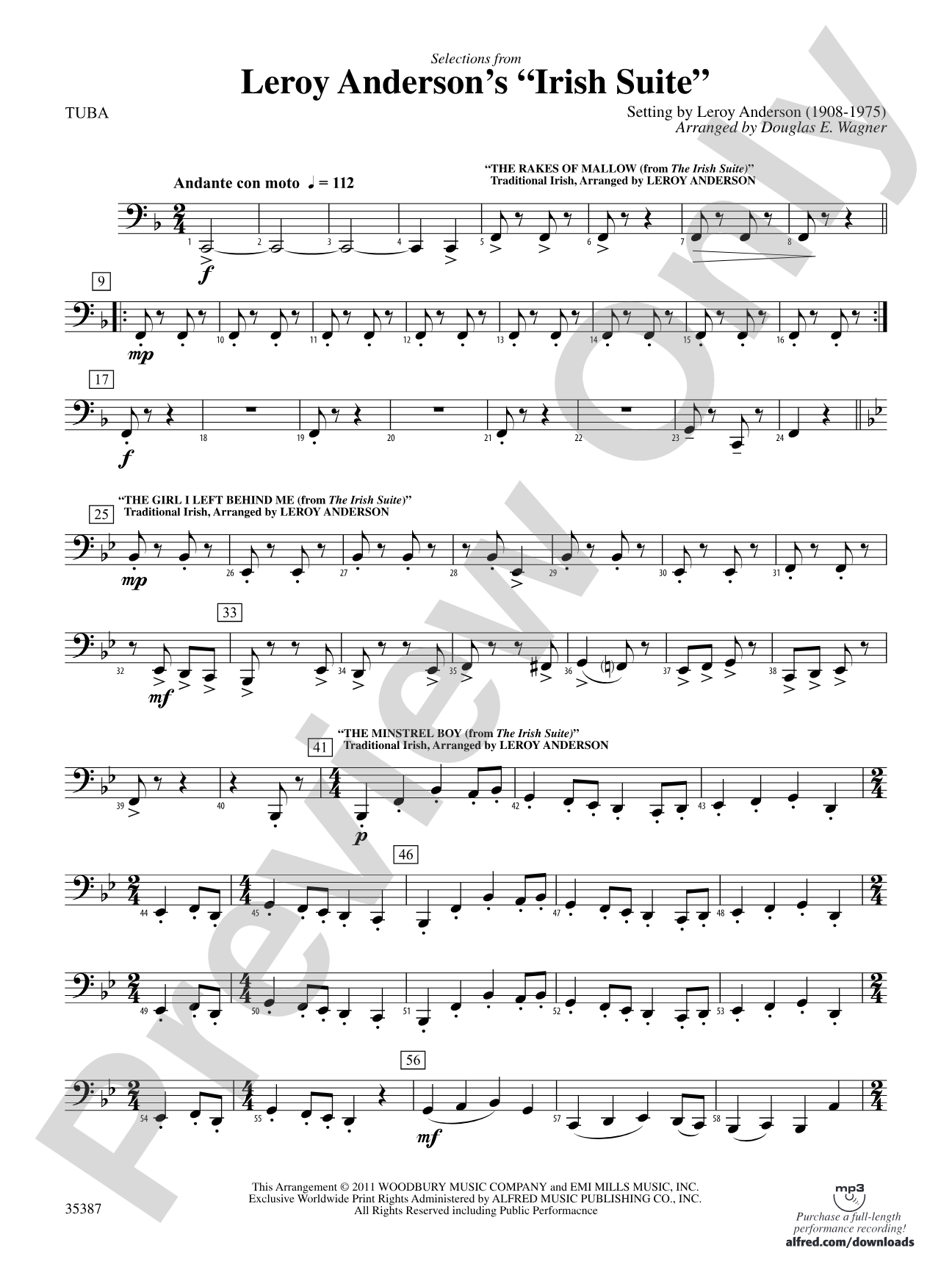 Leroy Anderson’s Irish Suite, Selections from: Tuba